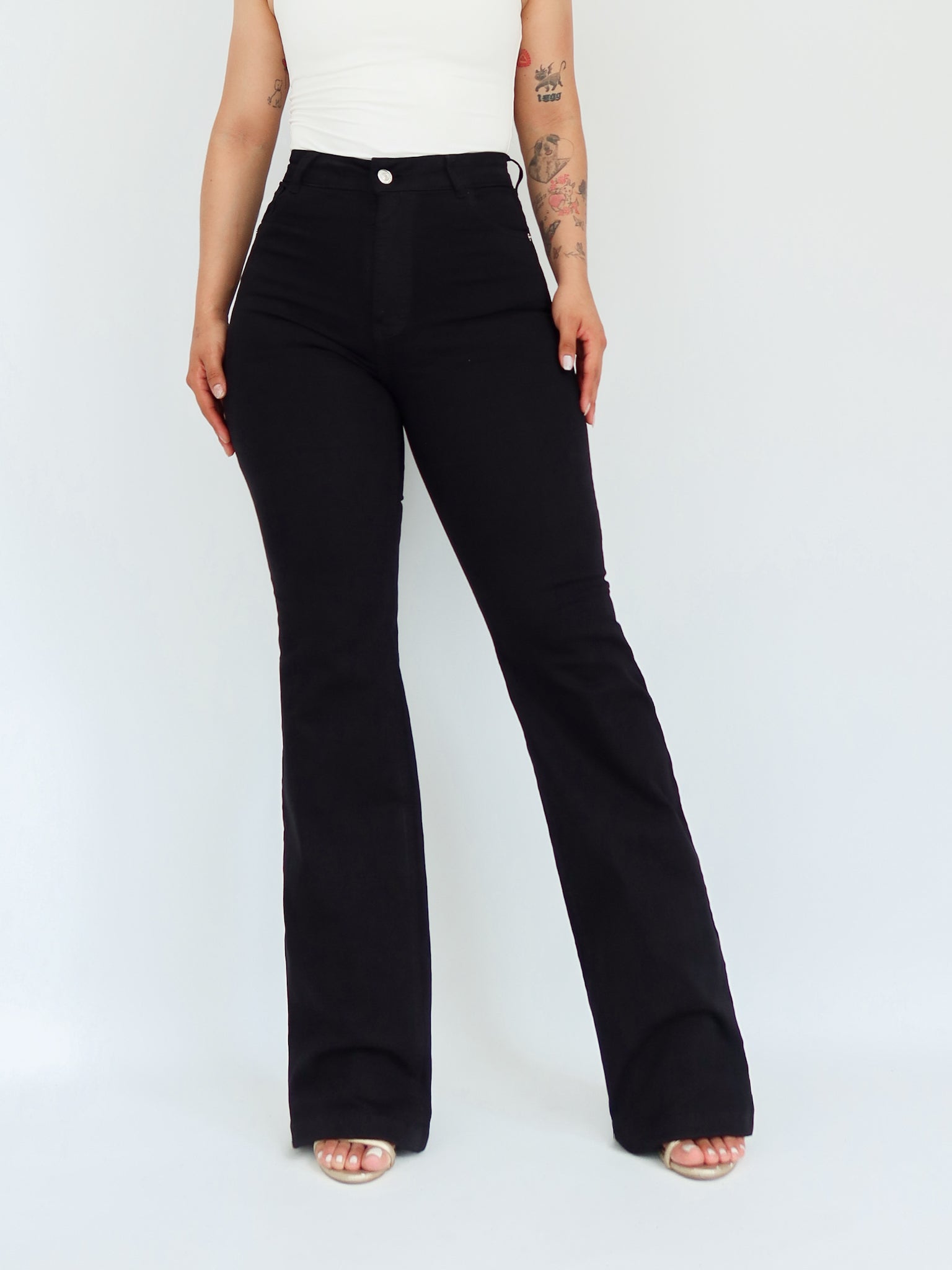 Bootcut long jeans negro