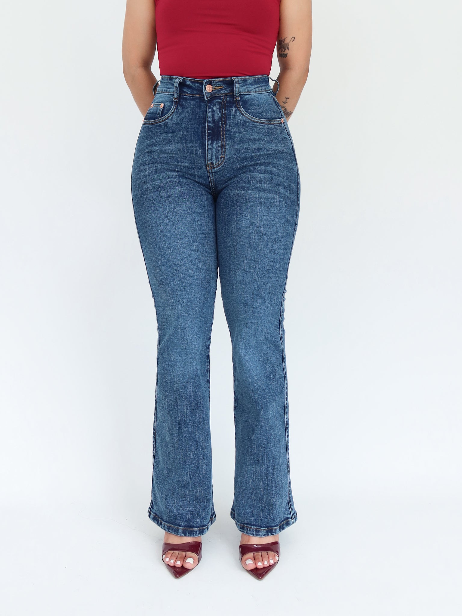 Bootcut regular jeans bigotes azul