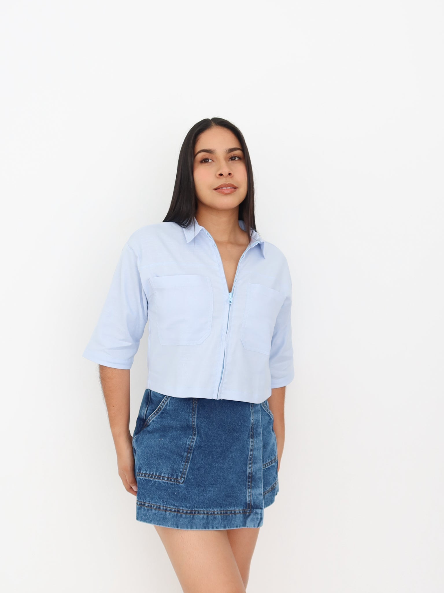 Cami cropped roma celeste