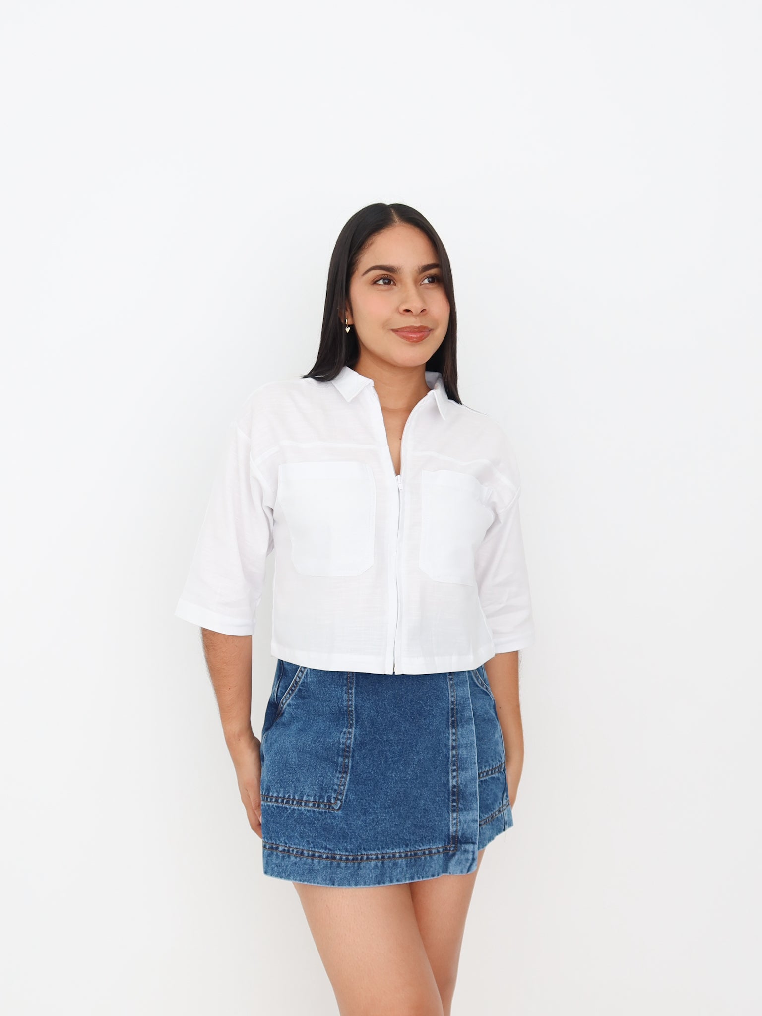 Cami cropped roma blanca