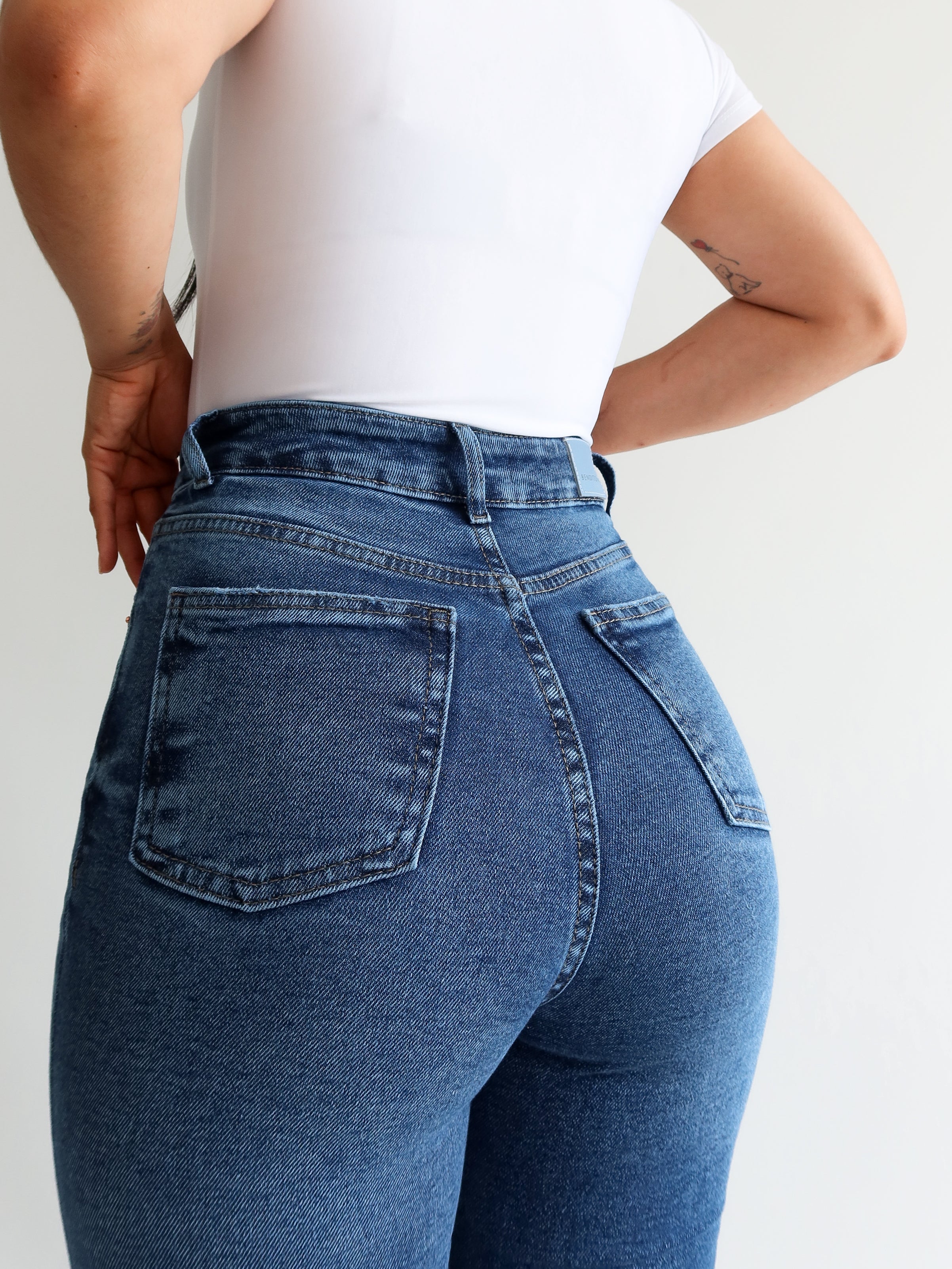 Boot cut long destroyed azul