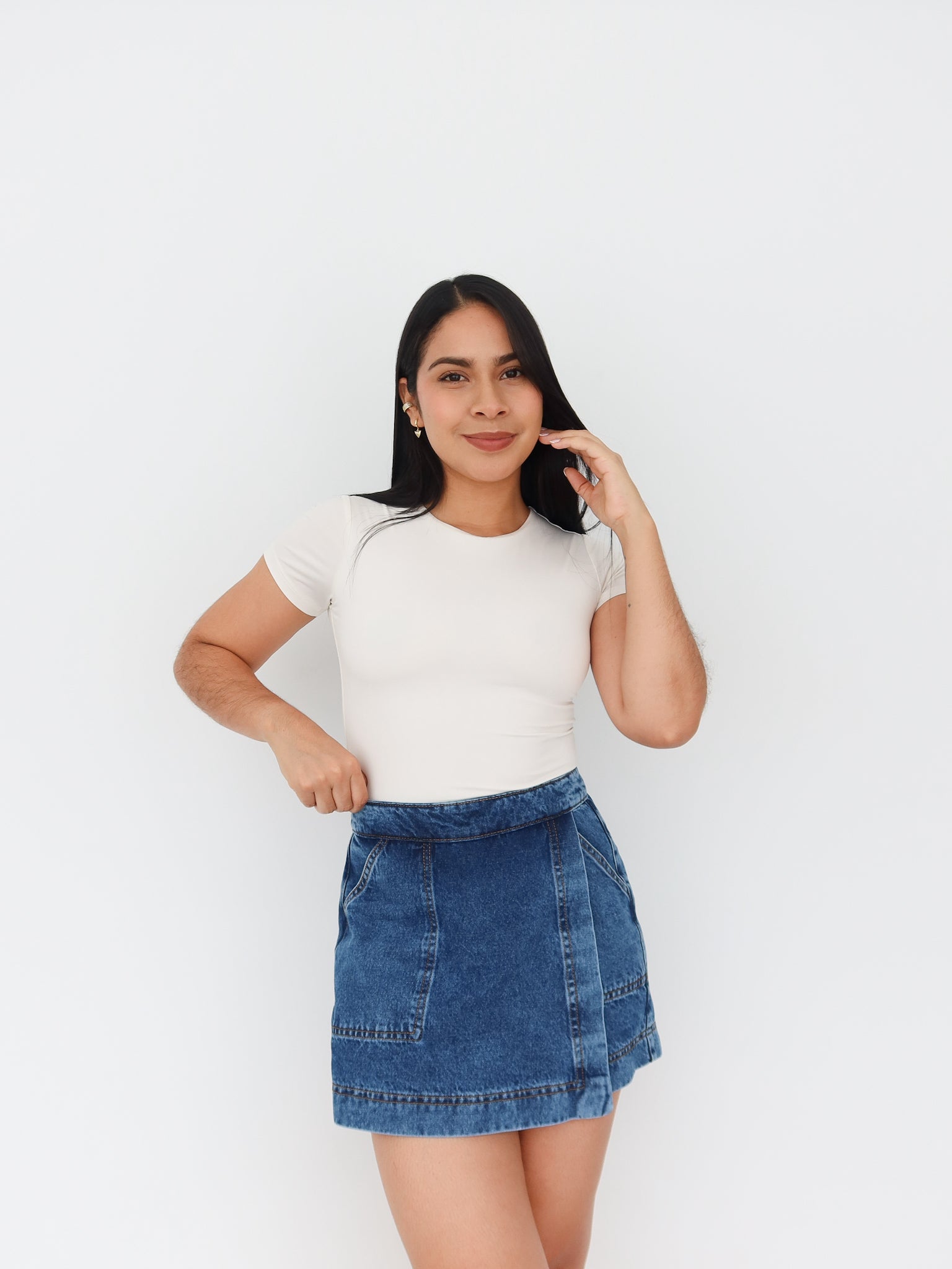 Falda short topacio azul jaspeado