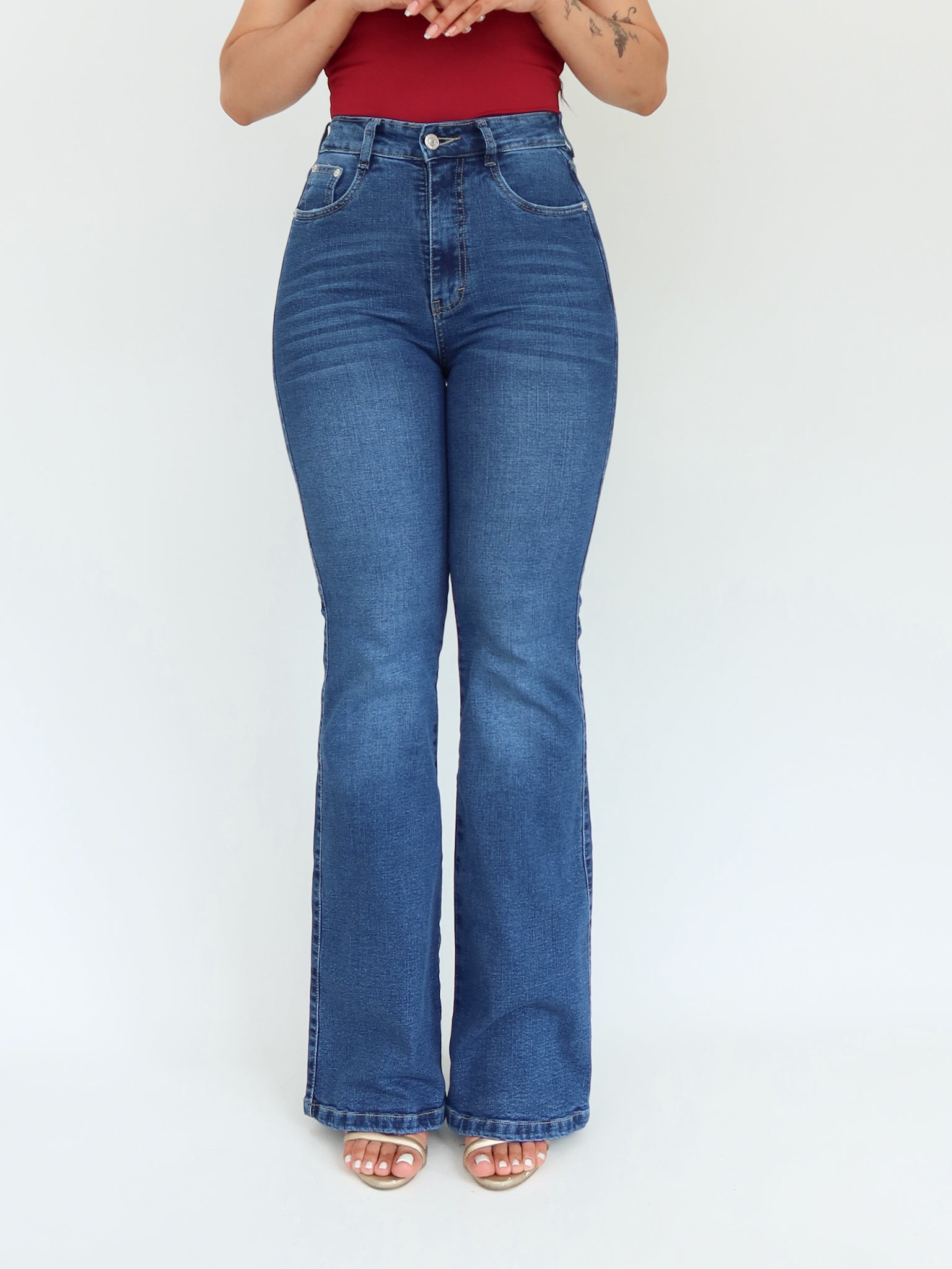 Bootcut long jeans azul