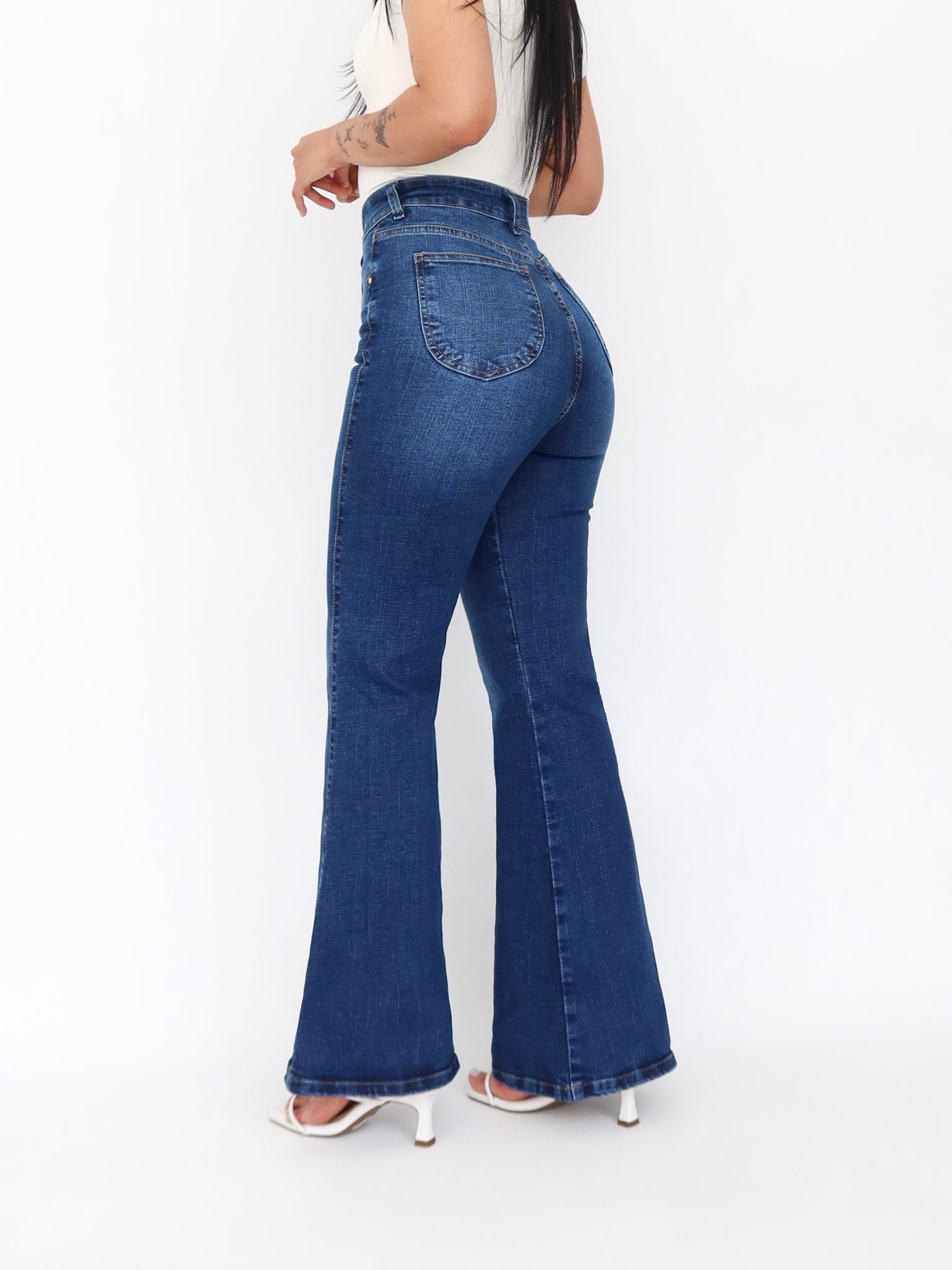 Flare regular jeans bigotes azul
