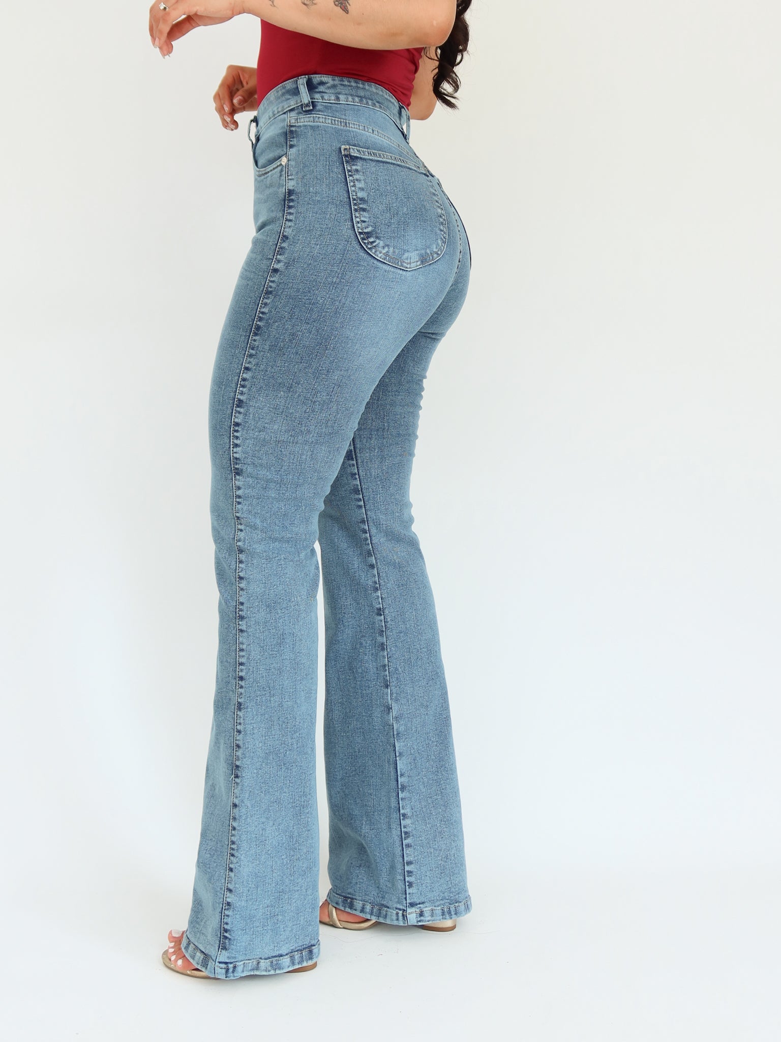 Bootcut long jeans azul medio