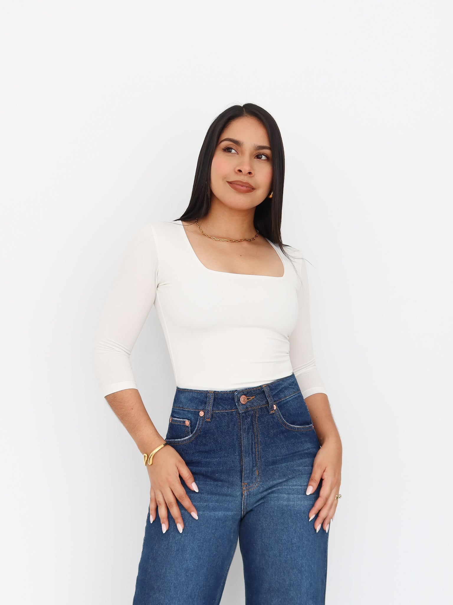 Blusa Gea 3/4 off white | SKINFLEX