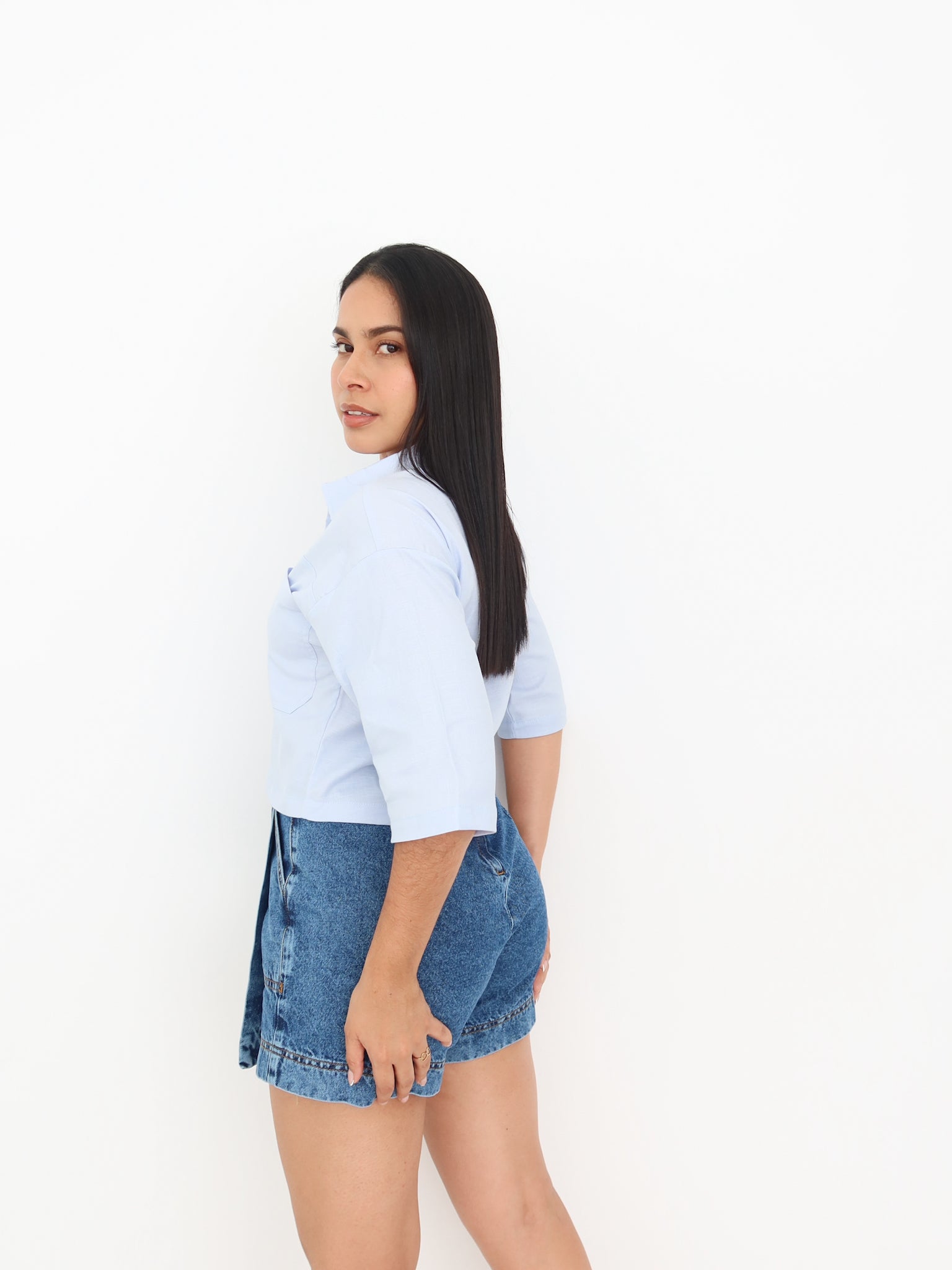 Cami cropped roma celeste