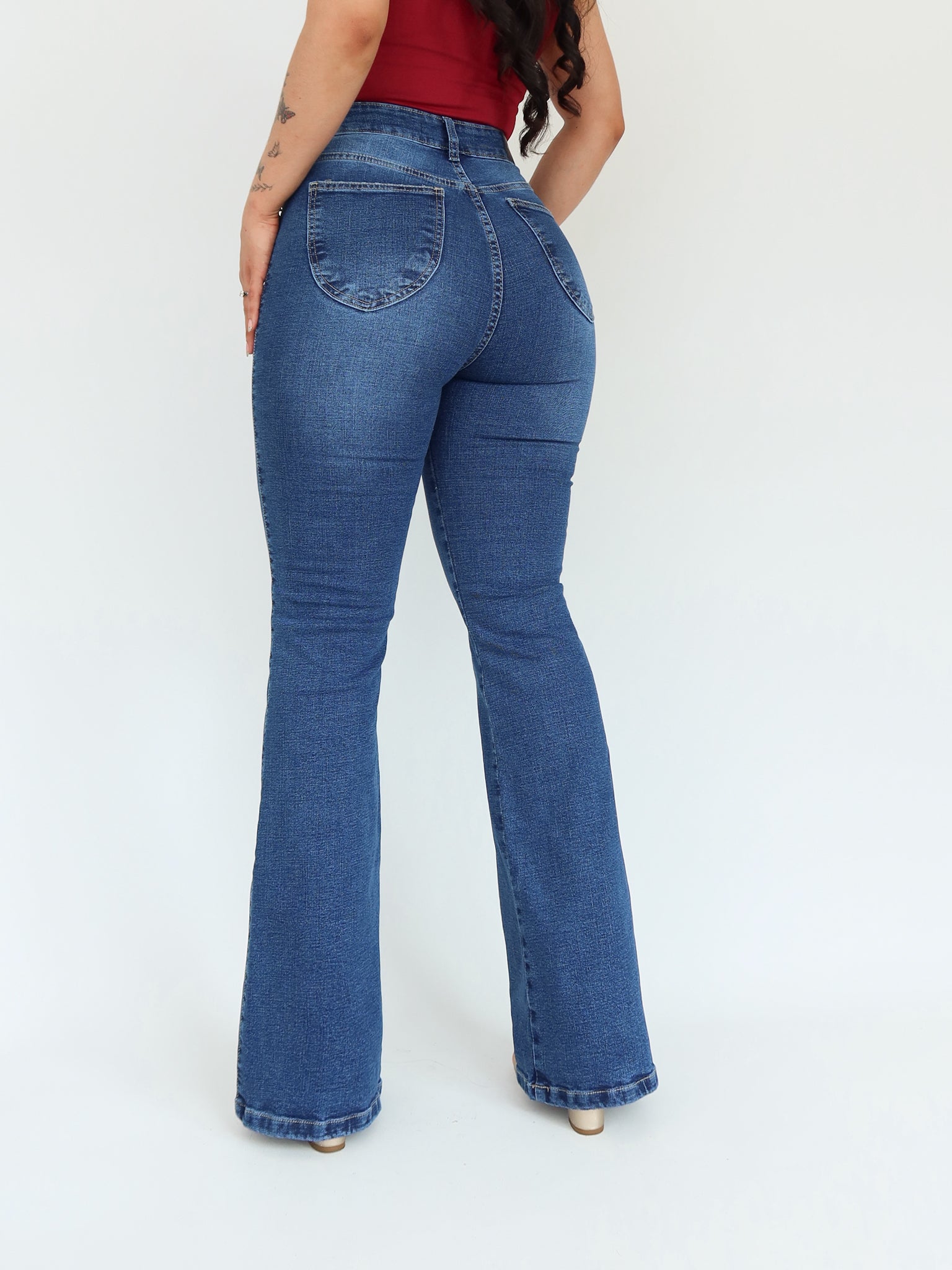 Bootcut long jeans azul