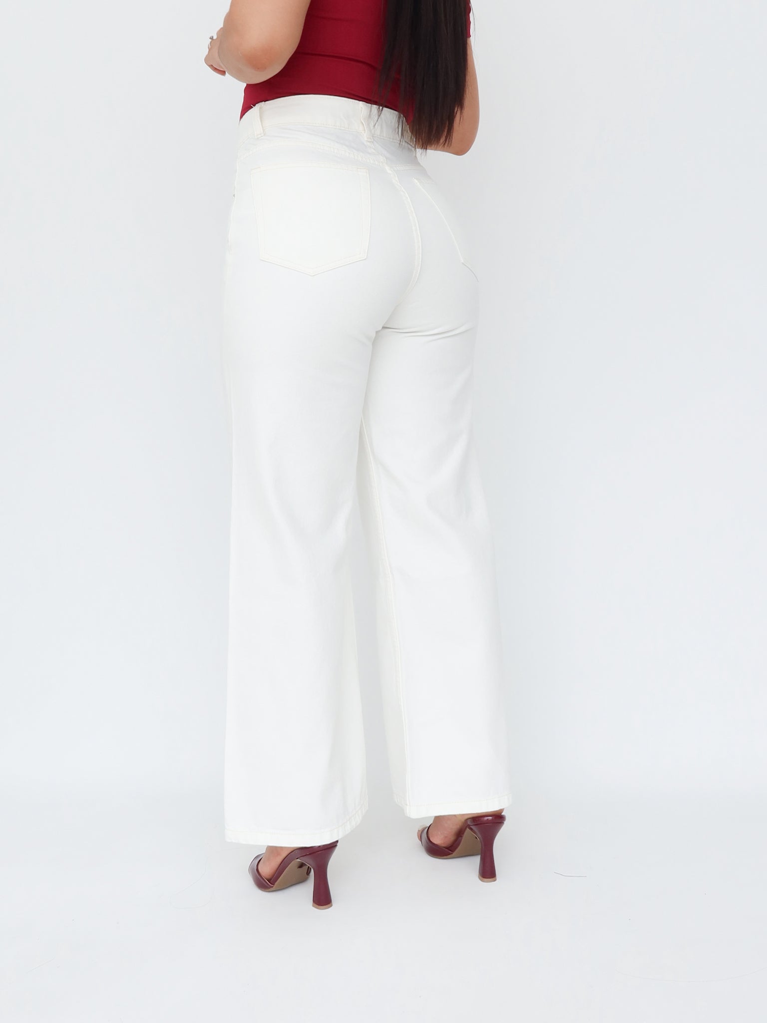 Mini wide leg jeans off white