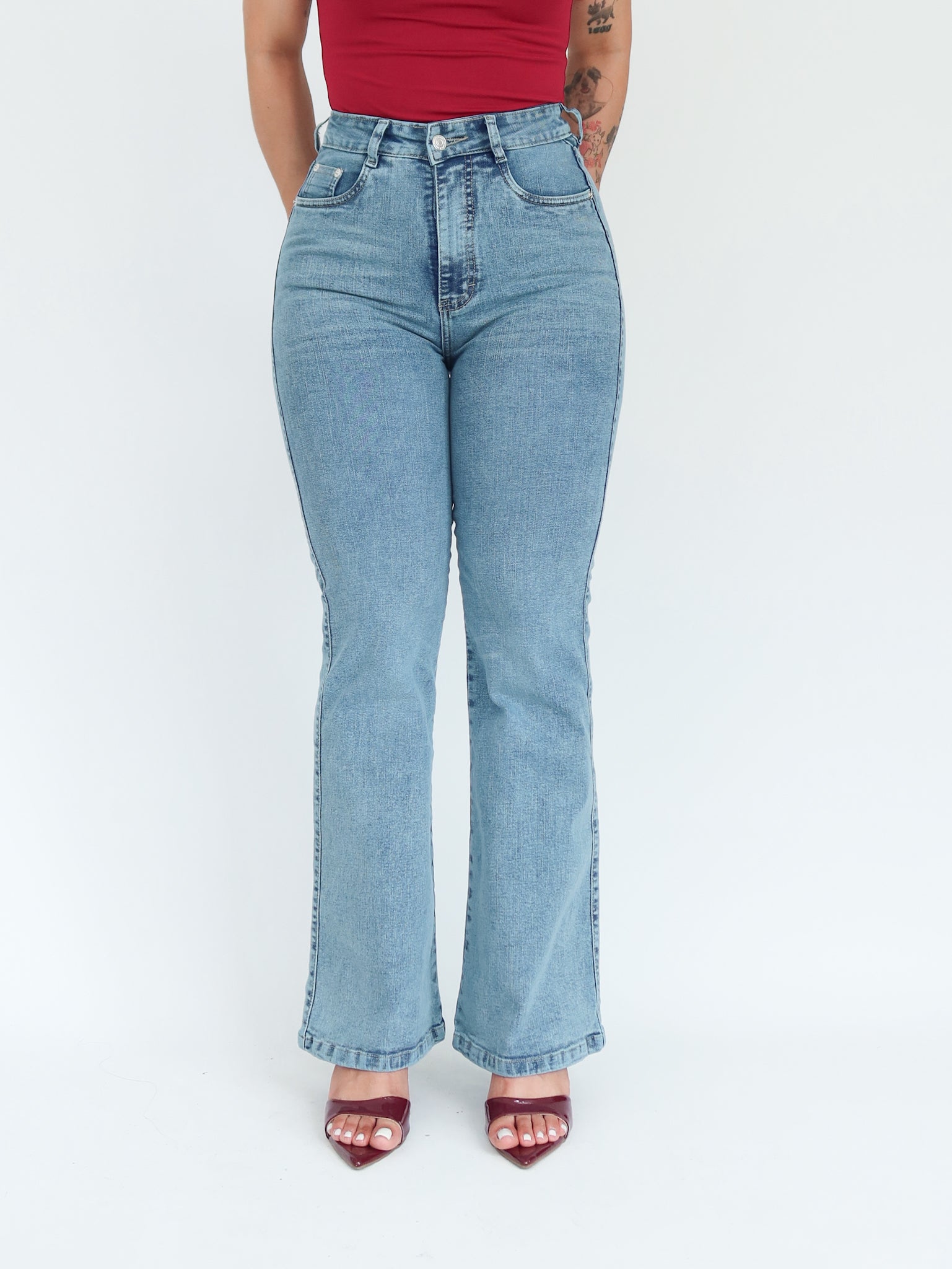 Bootcut regular jeans bigotes azul verdoso