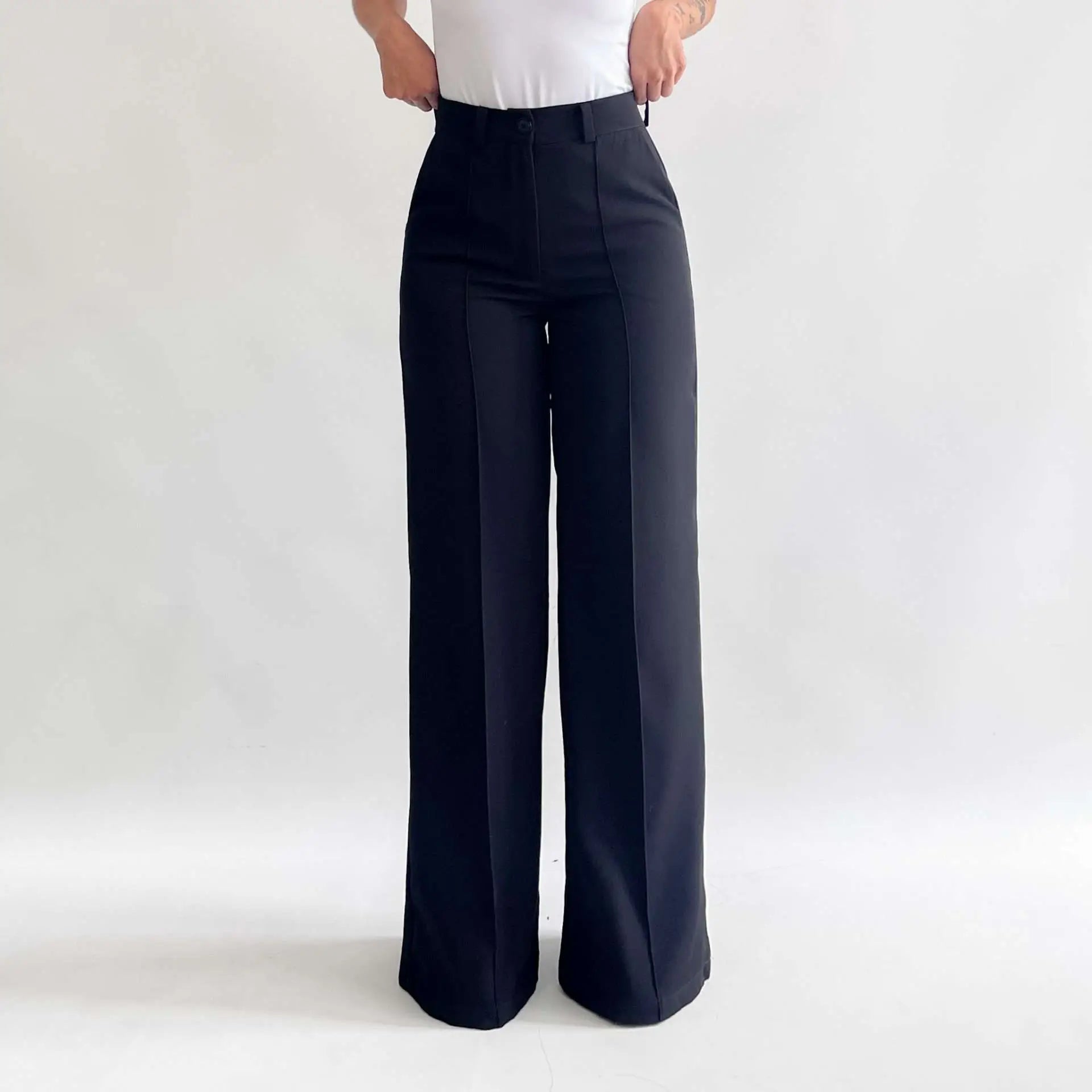 Pantalon wide leg negro