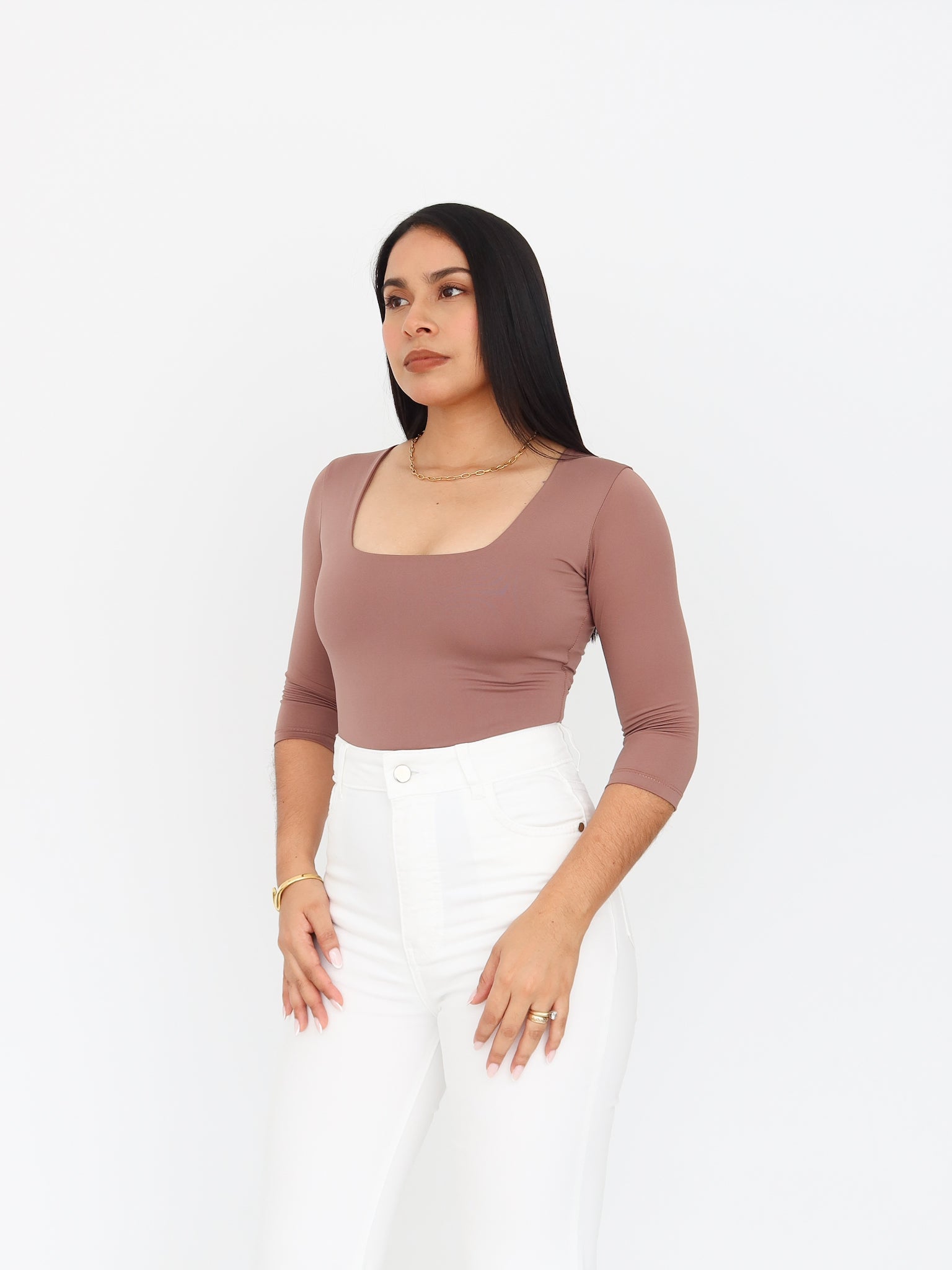 Blusa Gea 3/4 cafe | SKINFLEX