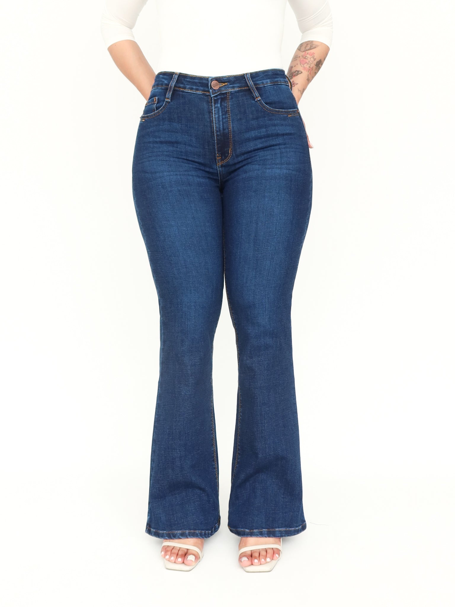 Bootcut regular tiro medio jeans azul