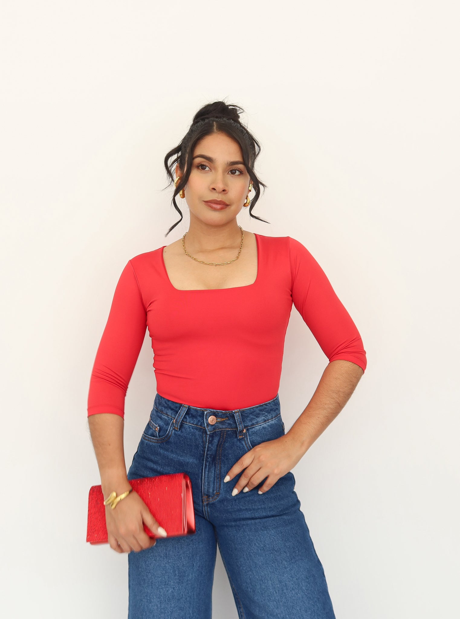 Blusa Gea 3/4 roja | SKINFLEX