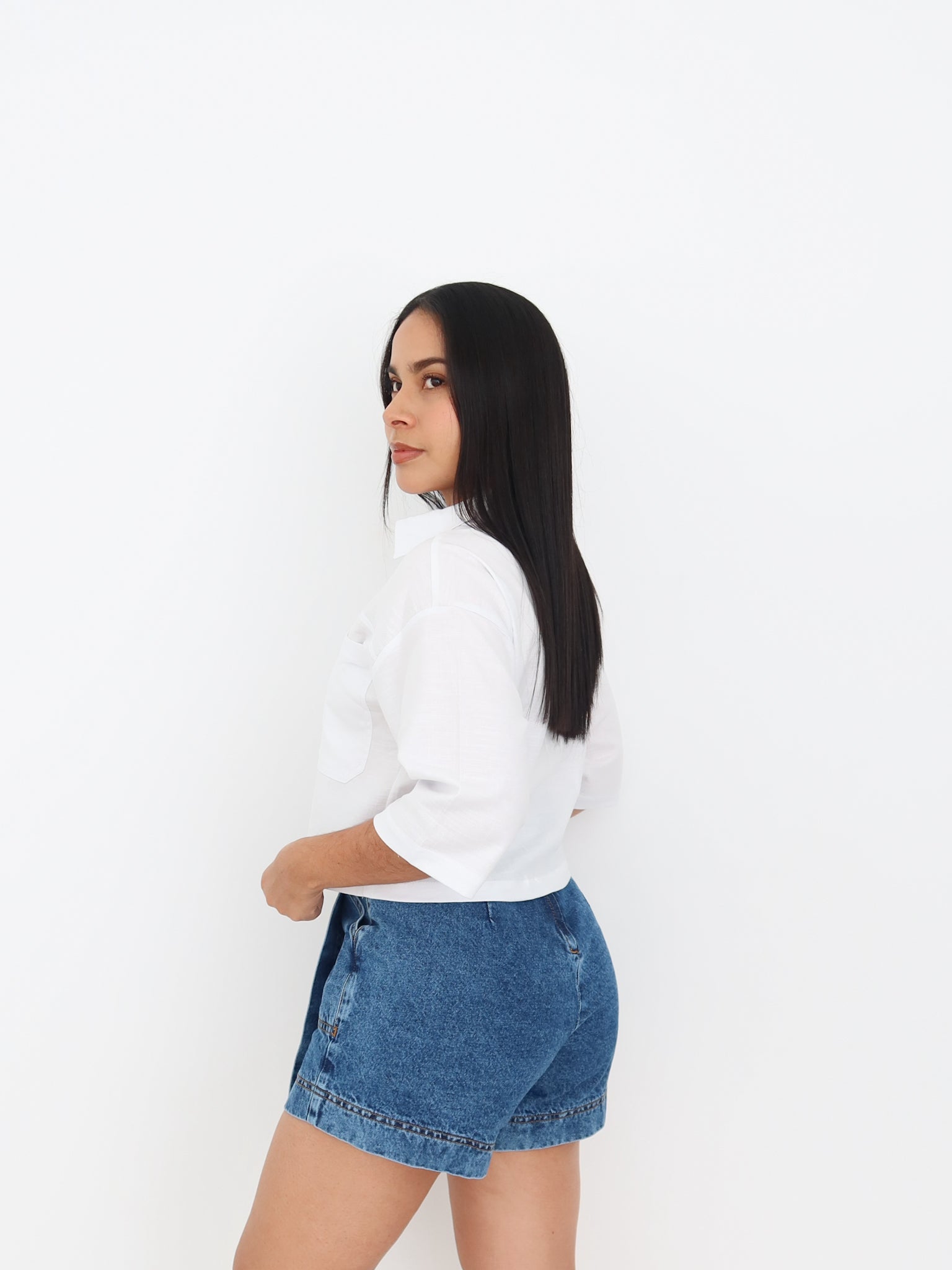 Cami cropped roma blanca