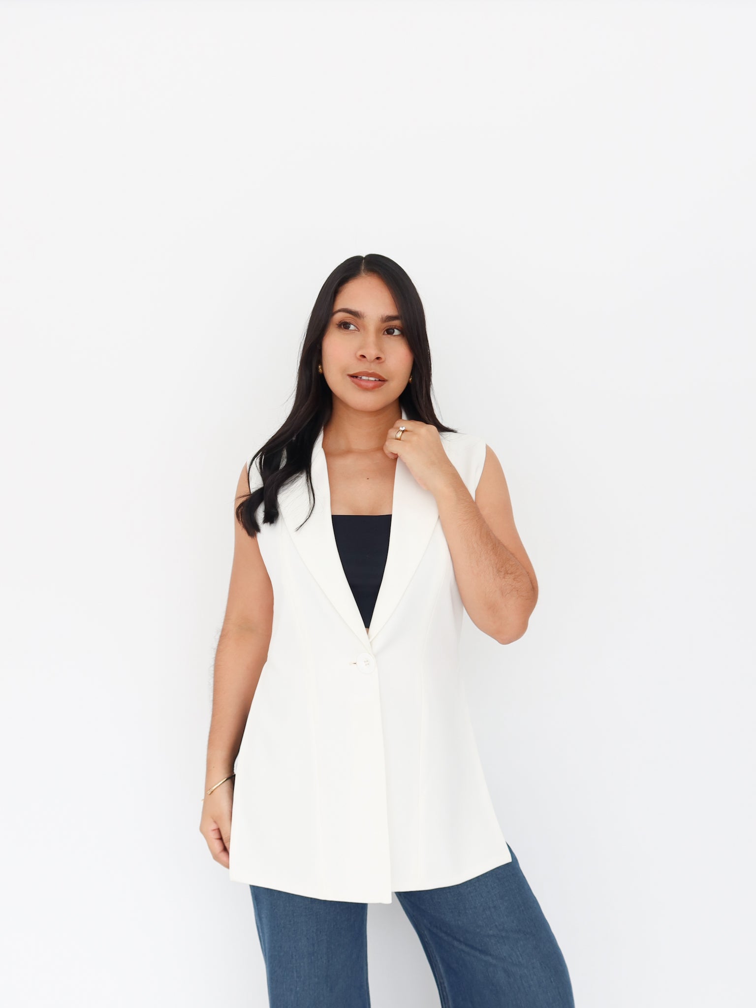 Blazer sin manga beige