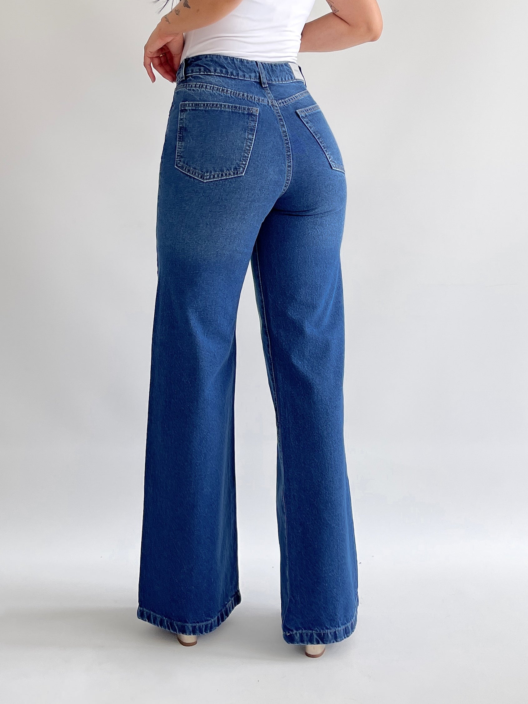 Wide leg jeans regular azul