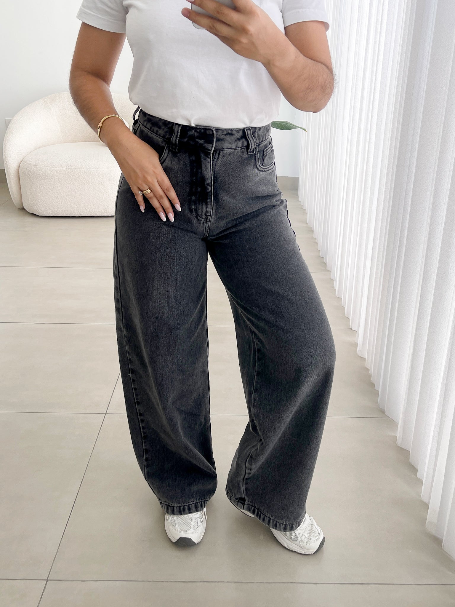 Skater regular jeans gris