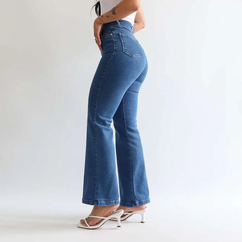 Mini bootcut jeans clasico azul medio