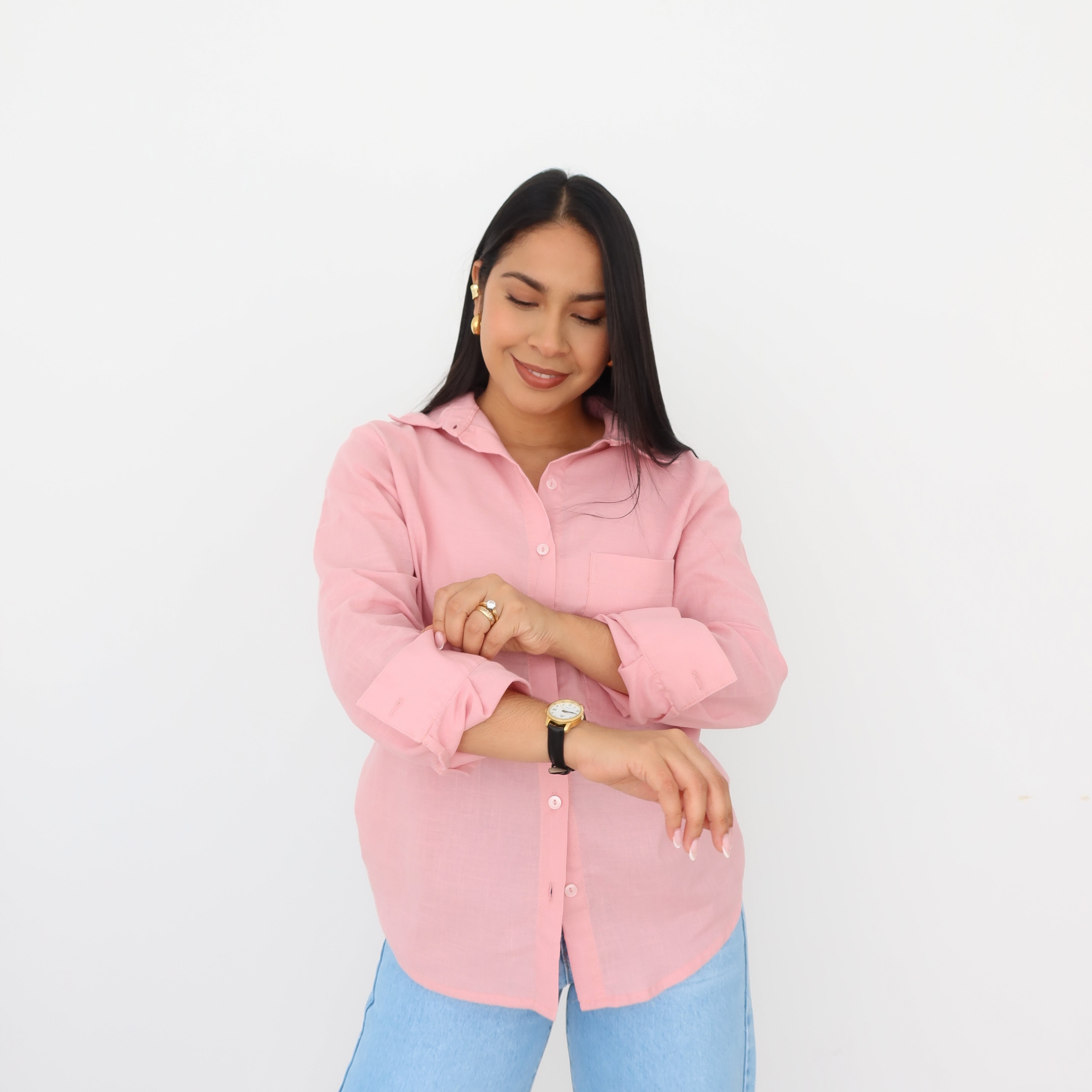 Camisa Oversize lino rosada