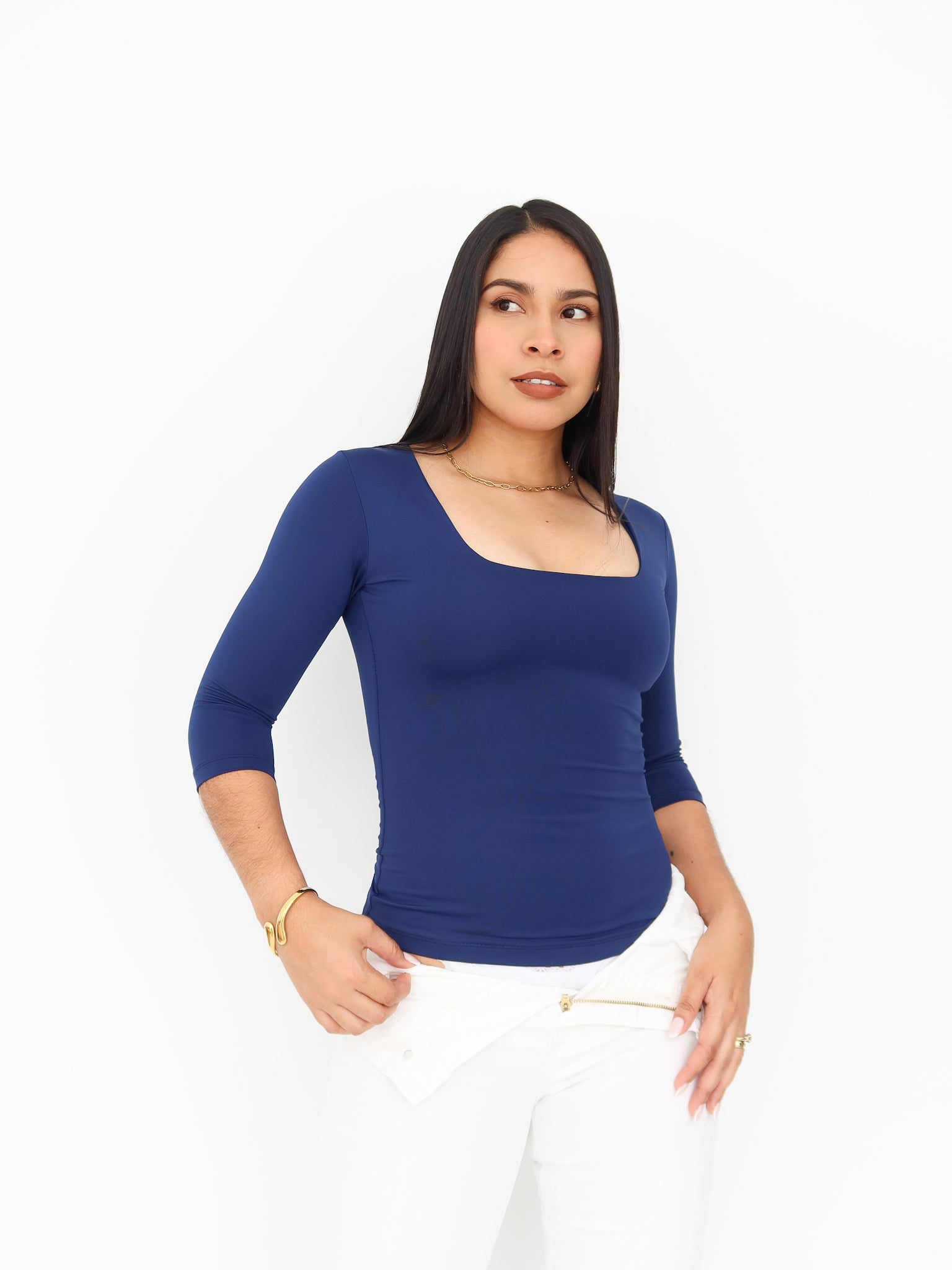 Blusa Gea 3/4 azul | SKINFLEX