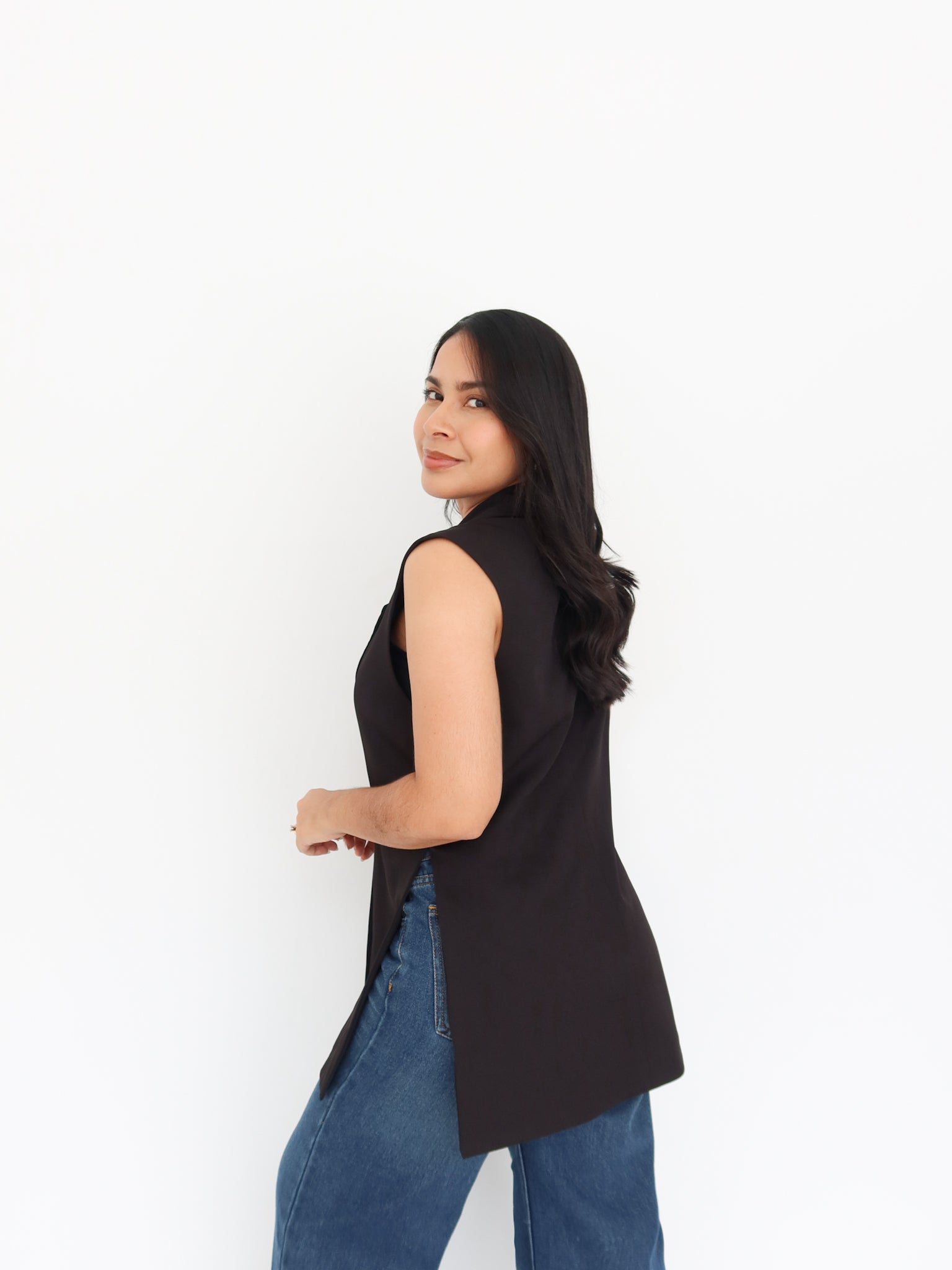 Blazer sin manga negro