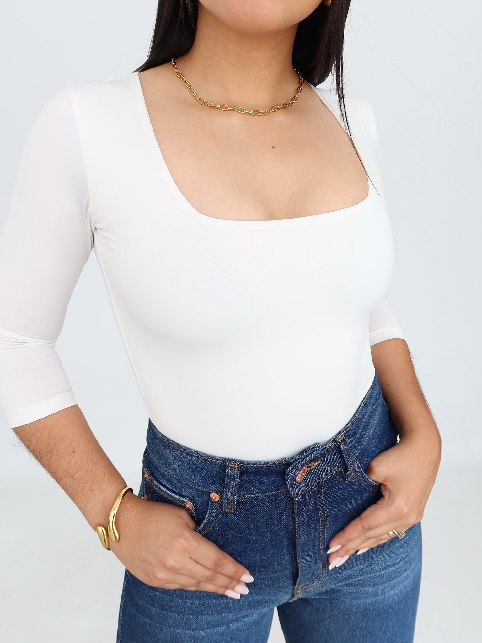 Blusa Gea 3/4 off white | SKINFLEX