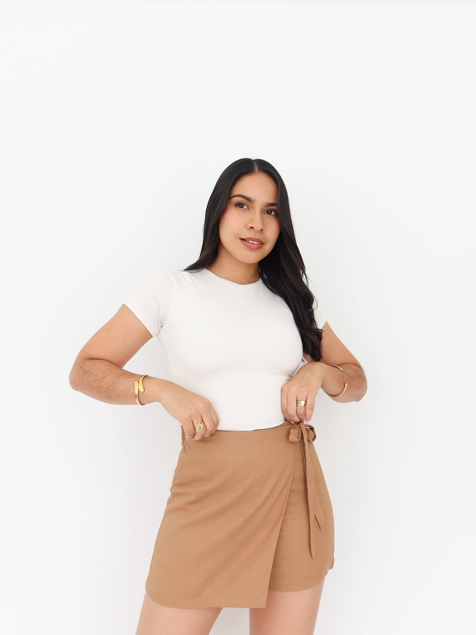 Falda short Mónaco camel