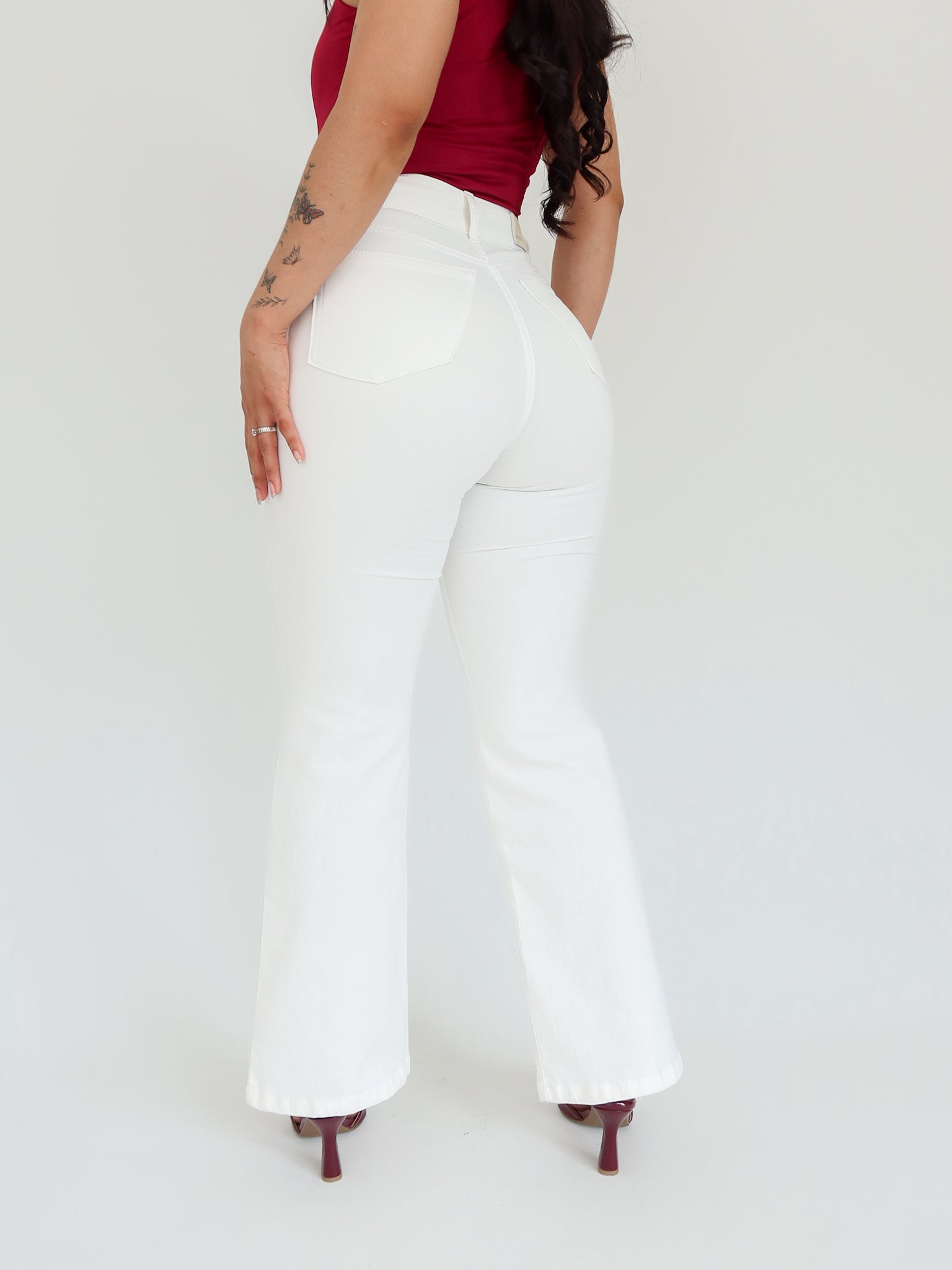 Mini bootcut jeans off white