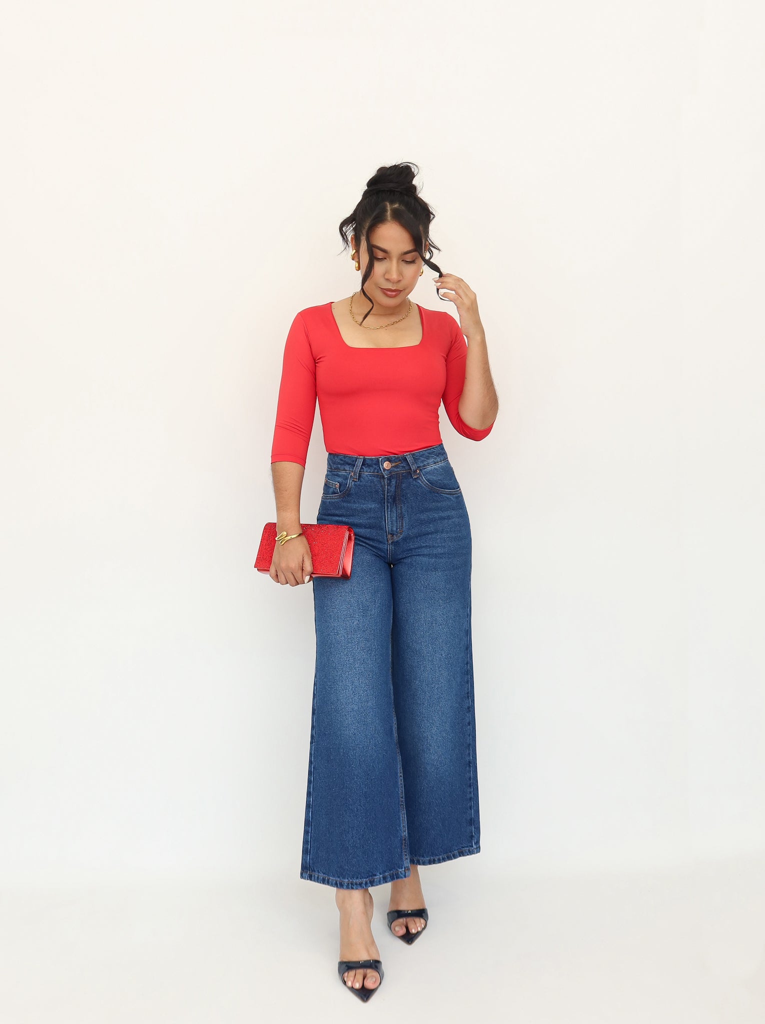 Blusa Gea 3/4 roja | SKINFLEX