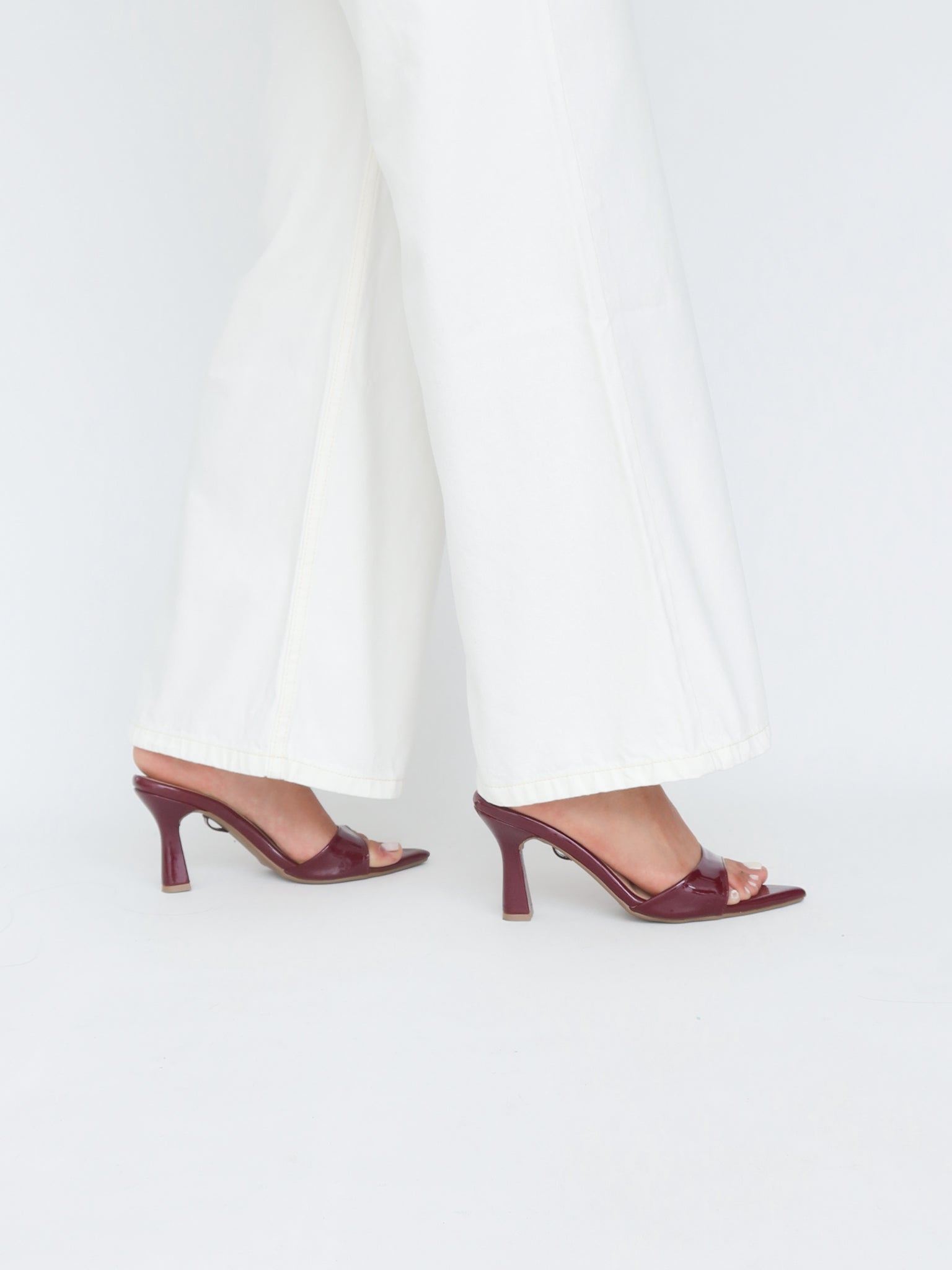 Mini wide leg jeans off white