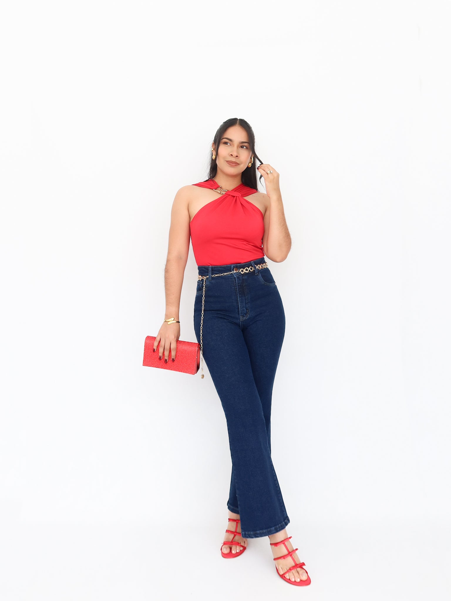 Mini bootcut jeans clasico azul oscuro