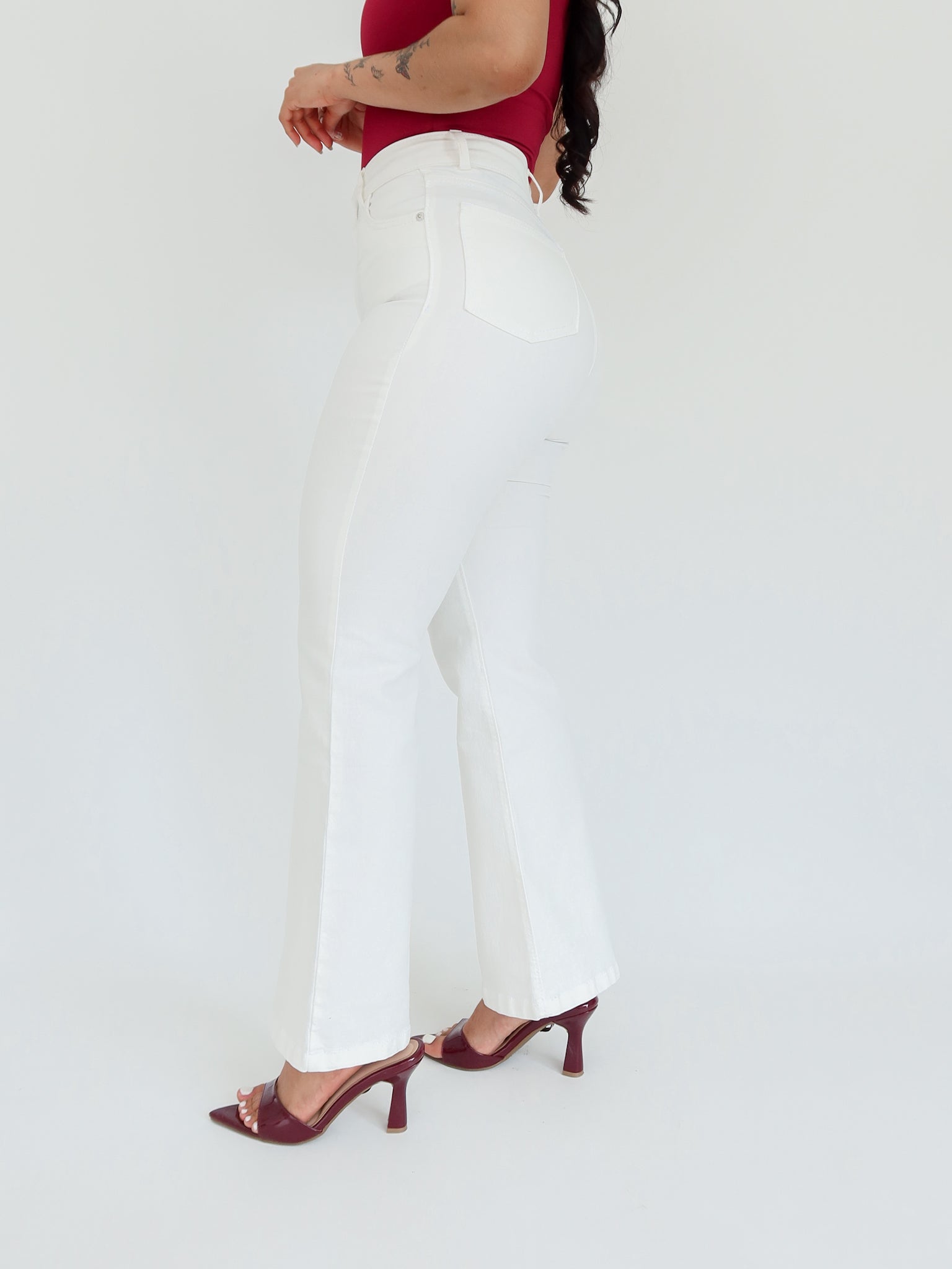 Mini bootcut jeans off white