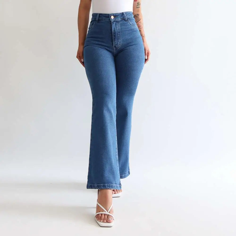Mini bootcut jeans clasico azul medio