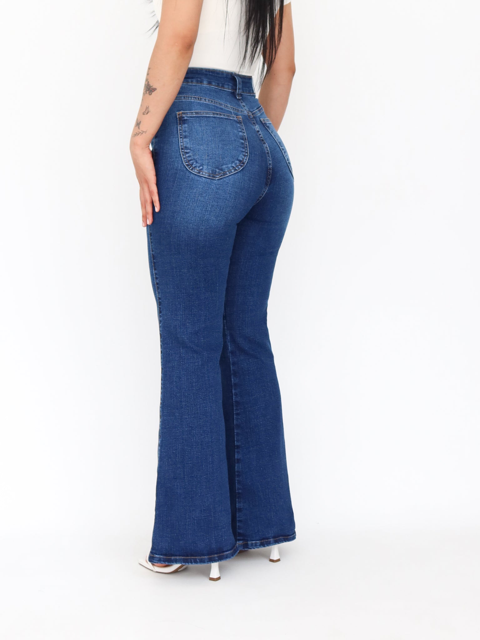Flare regular jeans bigotes azul