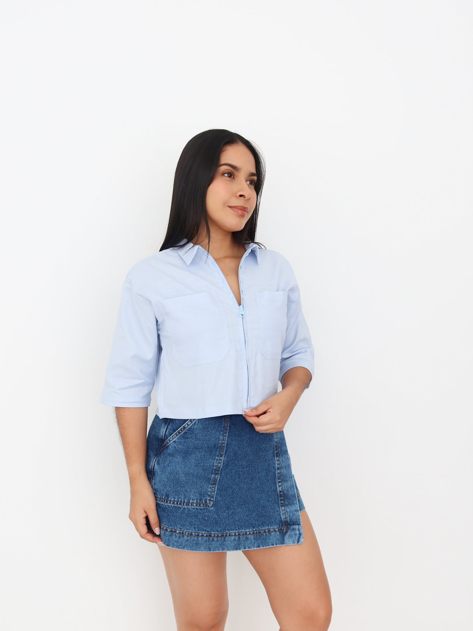 Cami cropped roma celeste