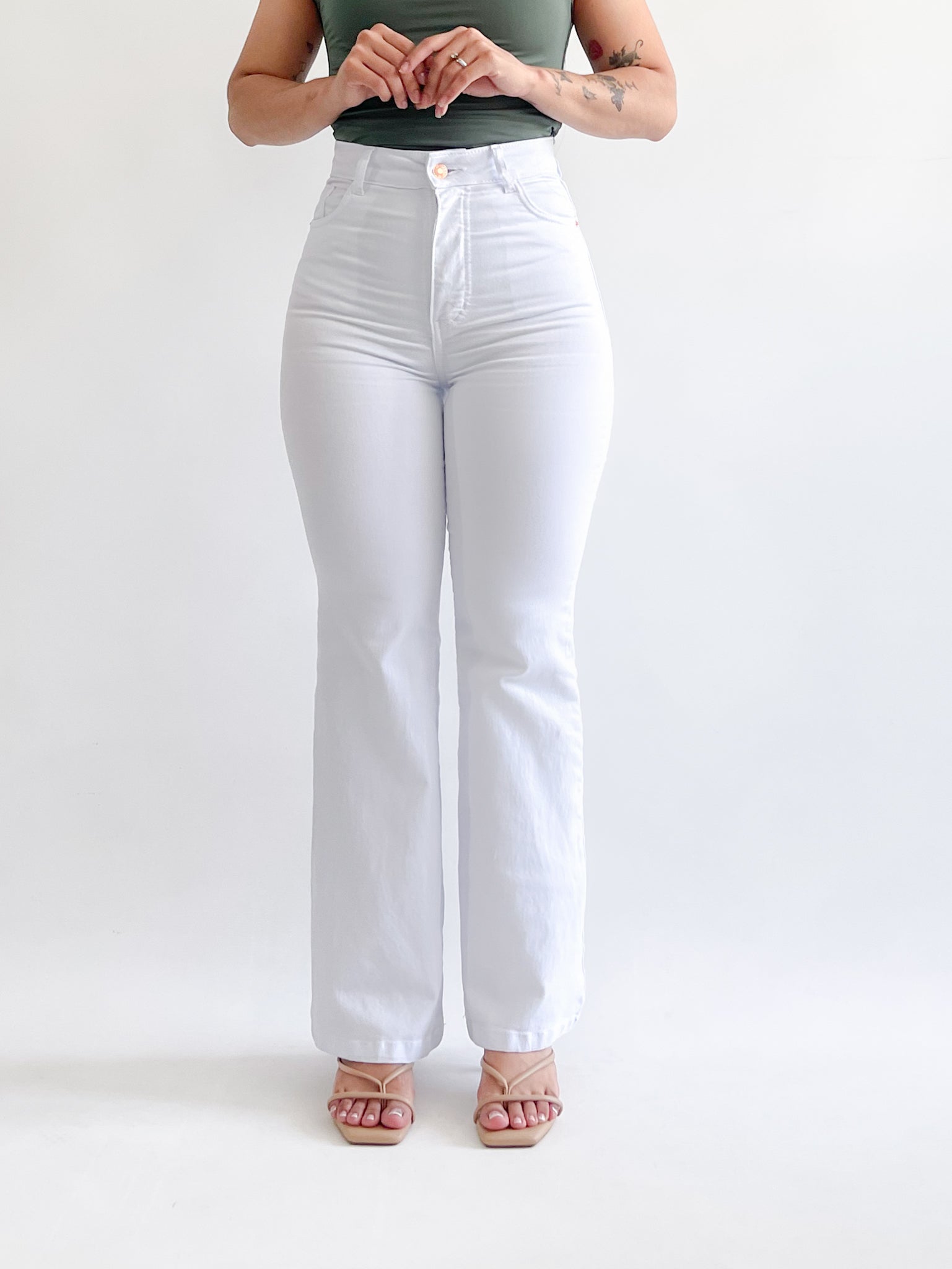 Mini bootcut jeans blanco