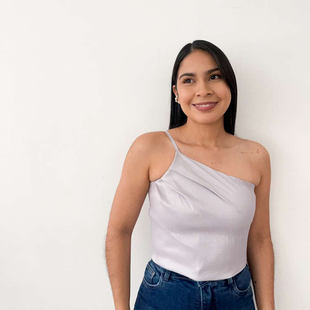 Top one shoulder tablones gris