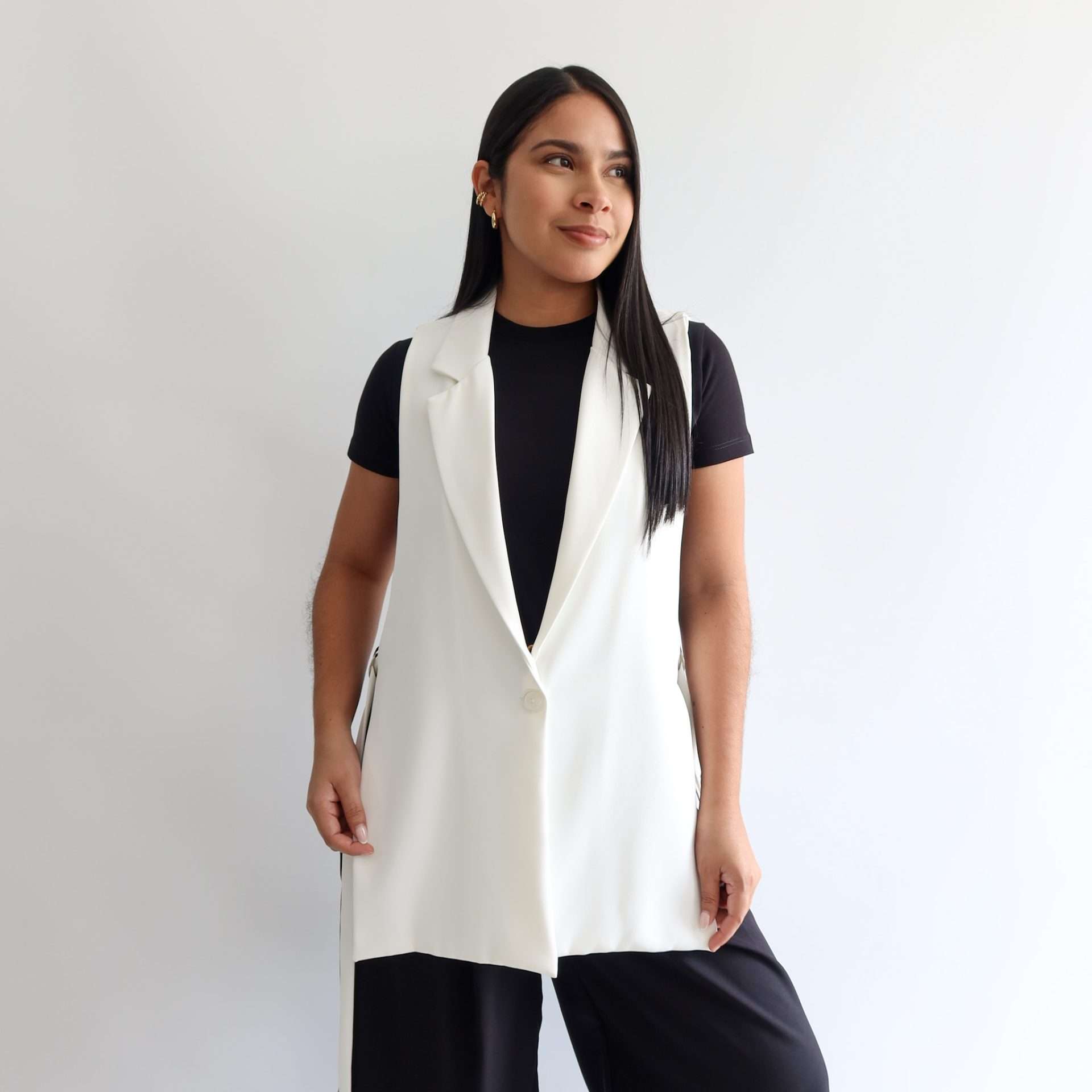 Blazer sin manga blanco