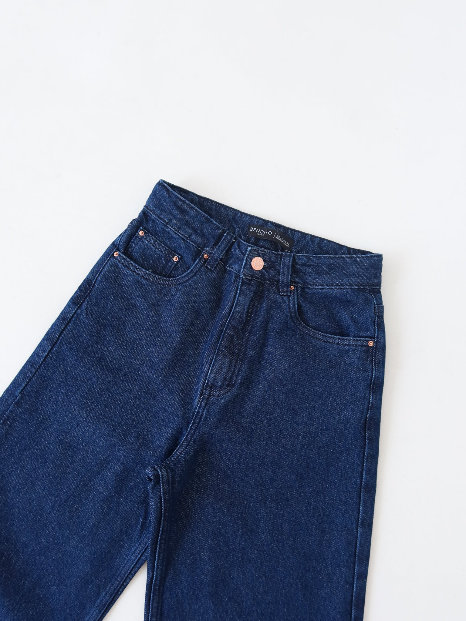 Wide leg regular jeans azul oscuro