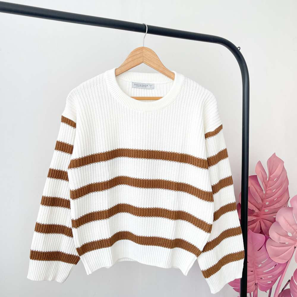 Jersey de punto manga campana cafe