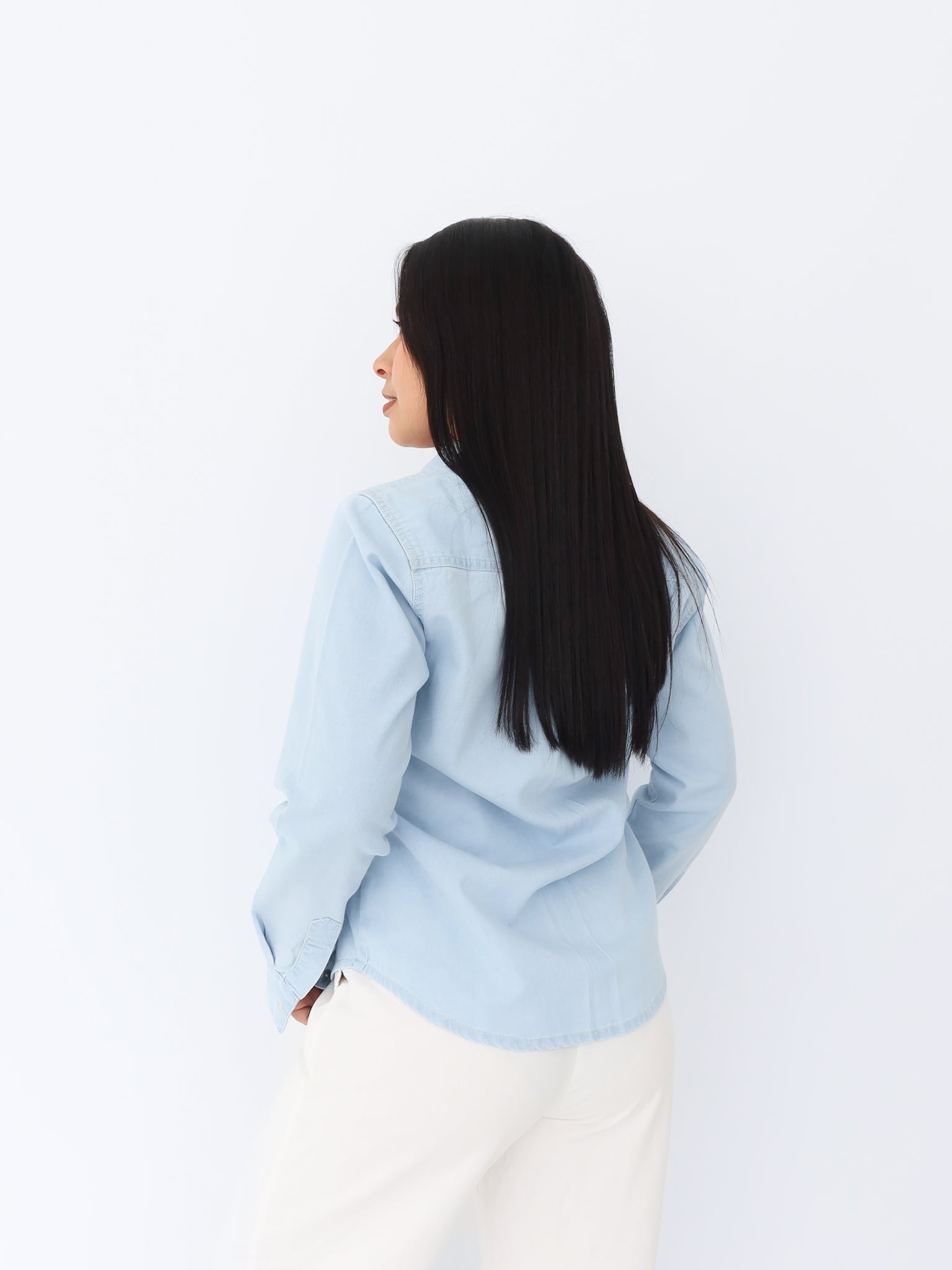 Camisa denim liviano celeste