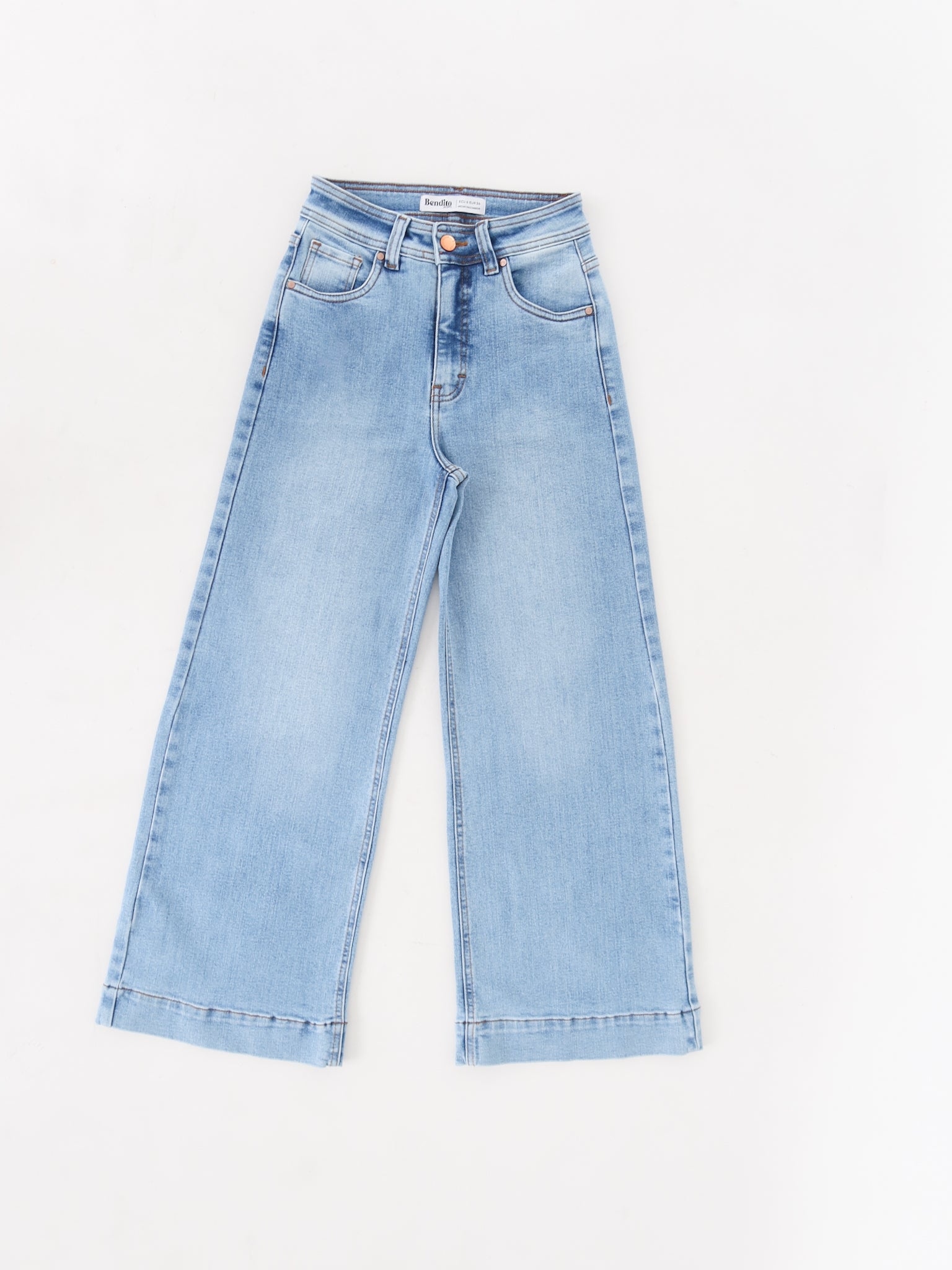 Mini wide leg jeans stretch azul claro