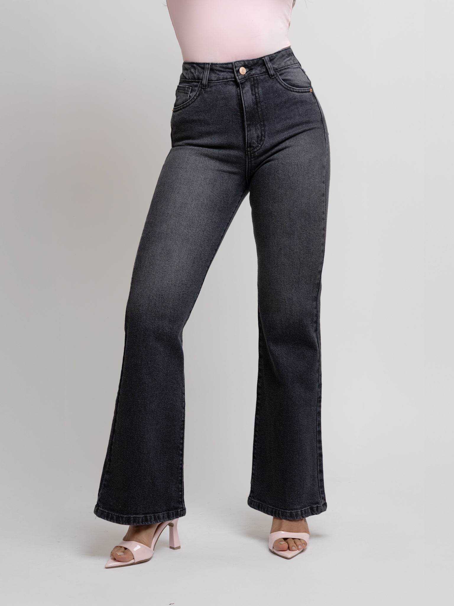 Bootcut jeans regular gris