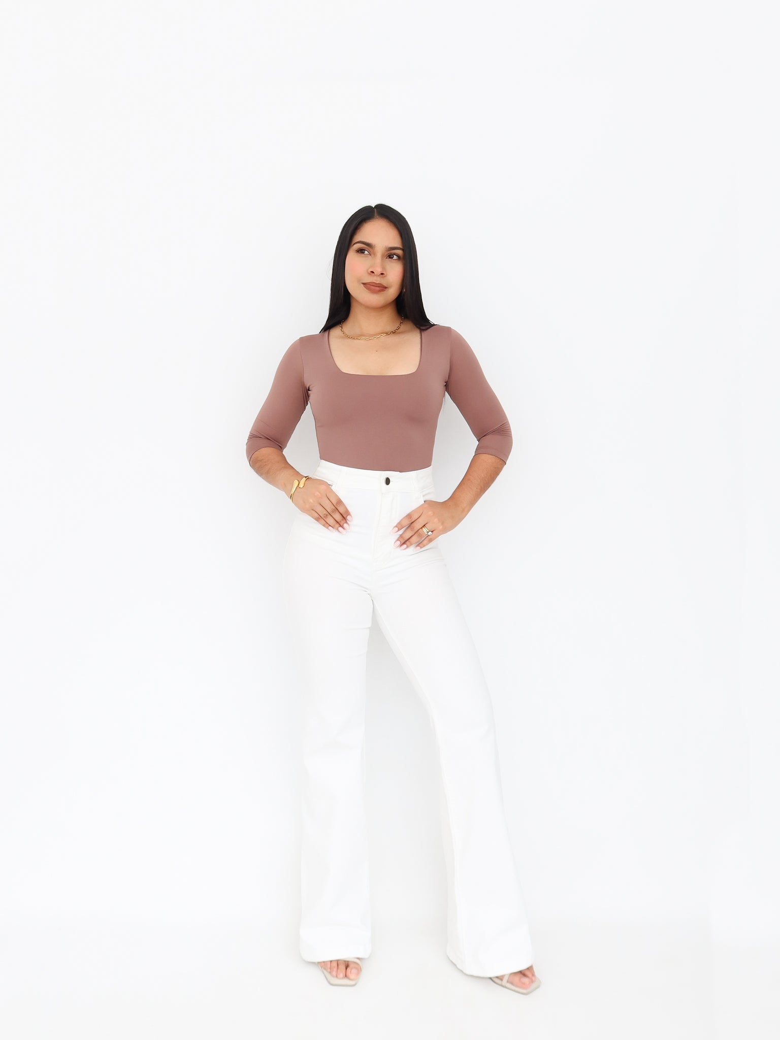 Blusa Gea 3/4 cafe | SKINFLEX