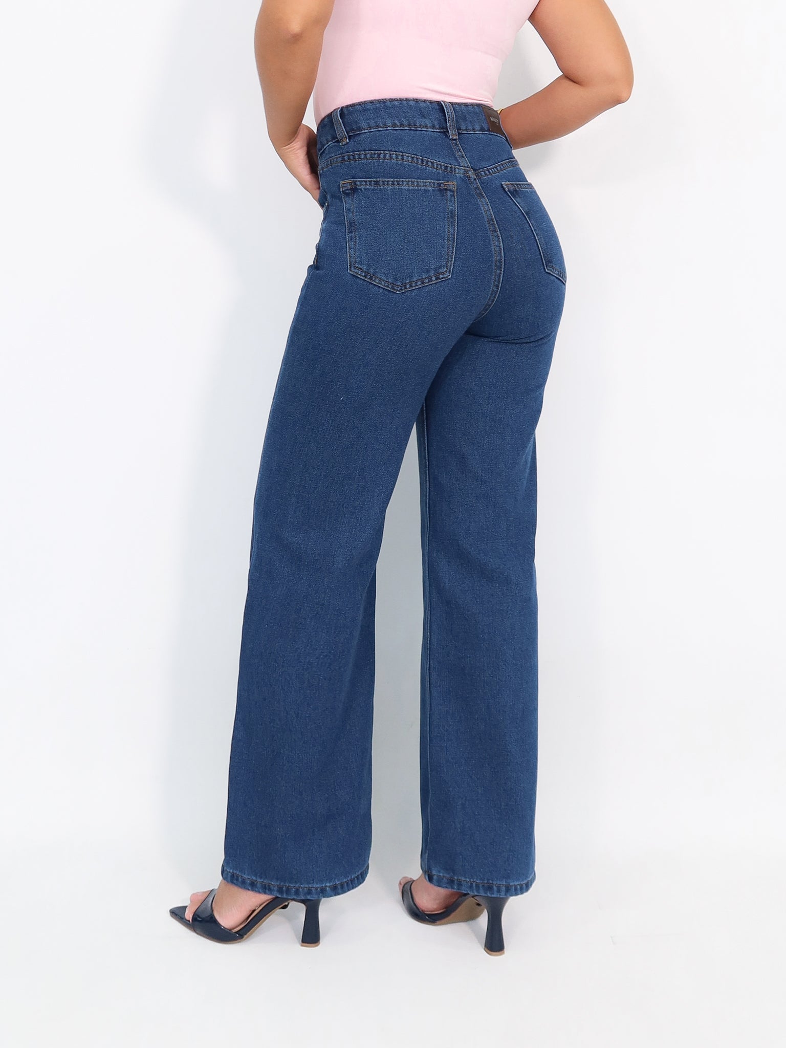 Mom straight regular jeans azul