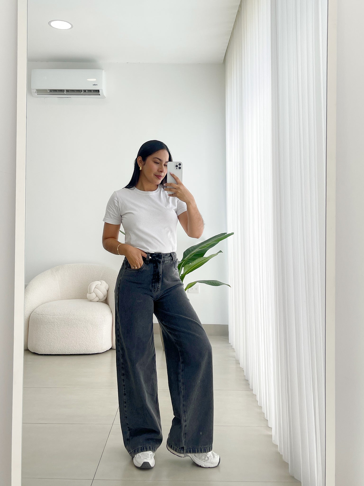 Skater regular jeans gris