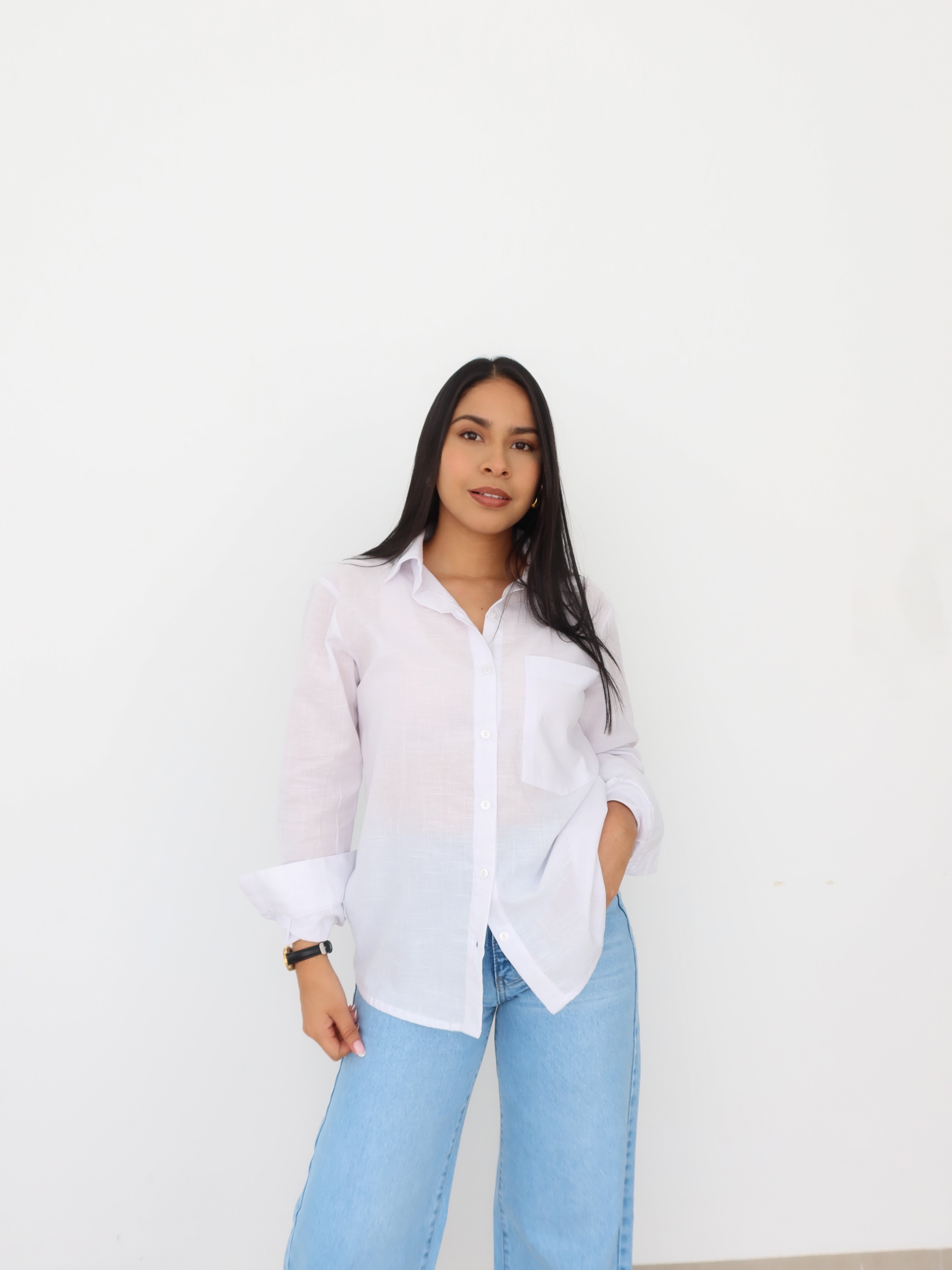 Camisa Oversize lino blanca