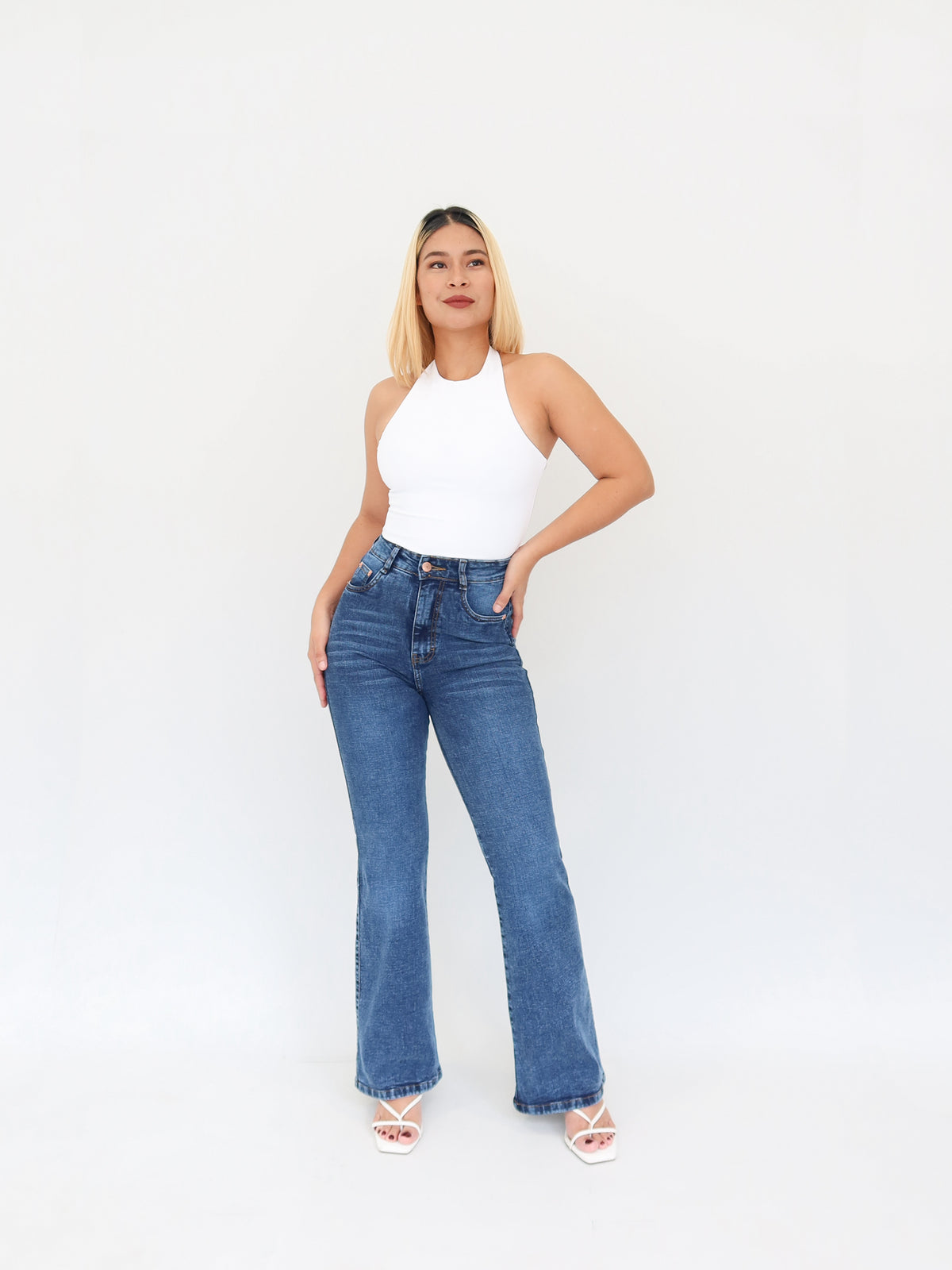 Bootcut regular jeans bigotes azul