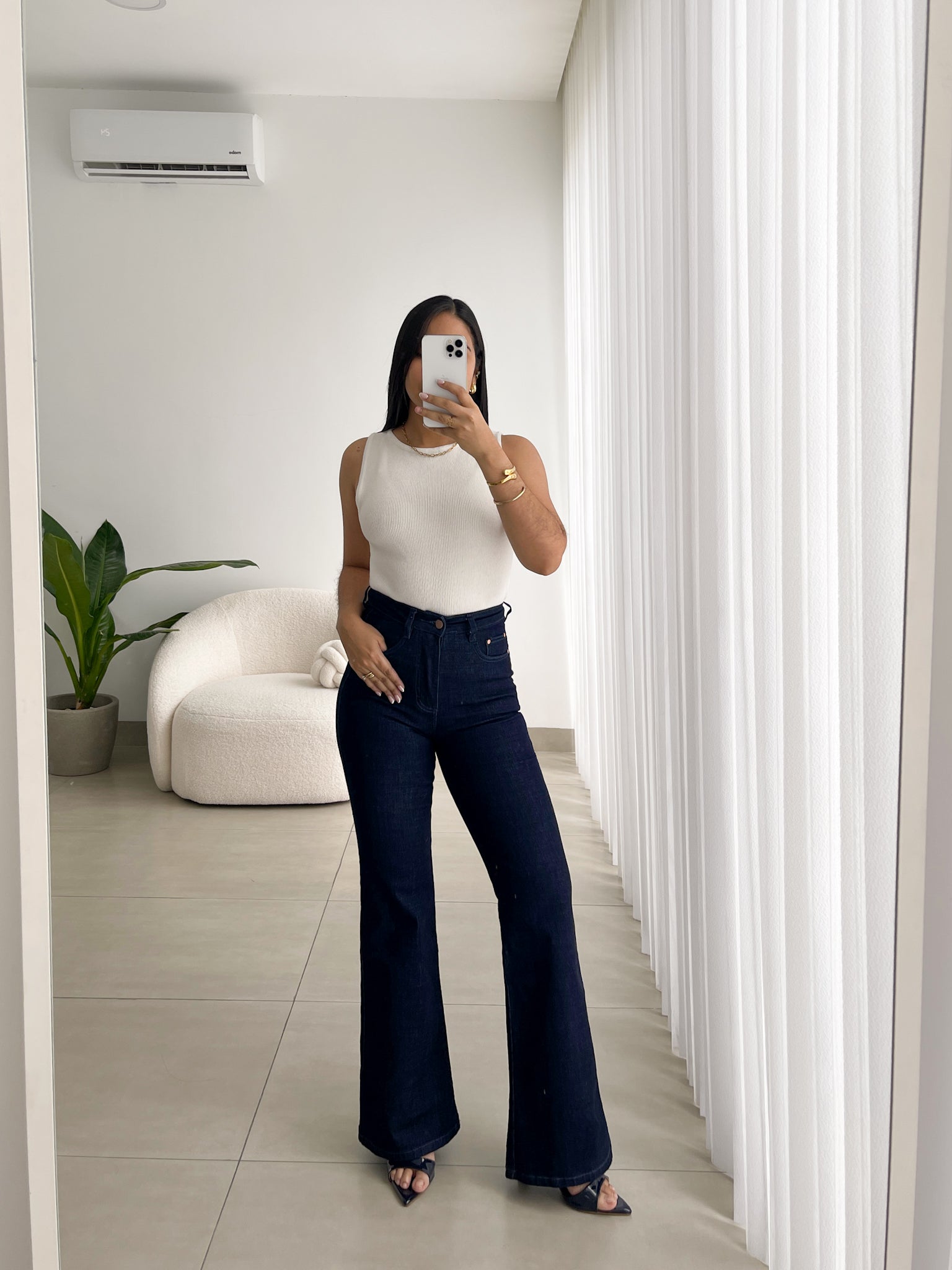Flare regular jeans azul oscuro